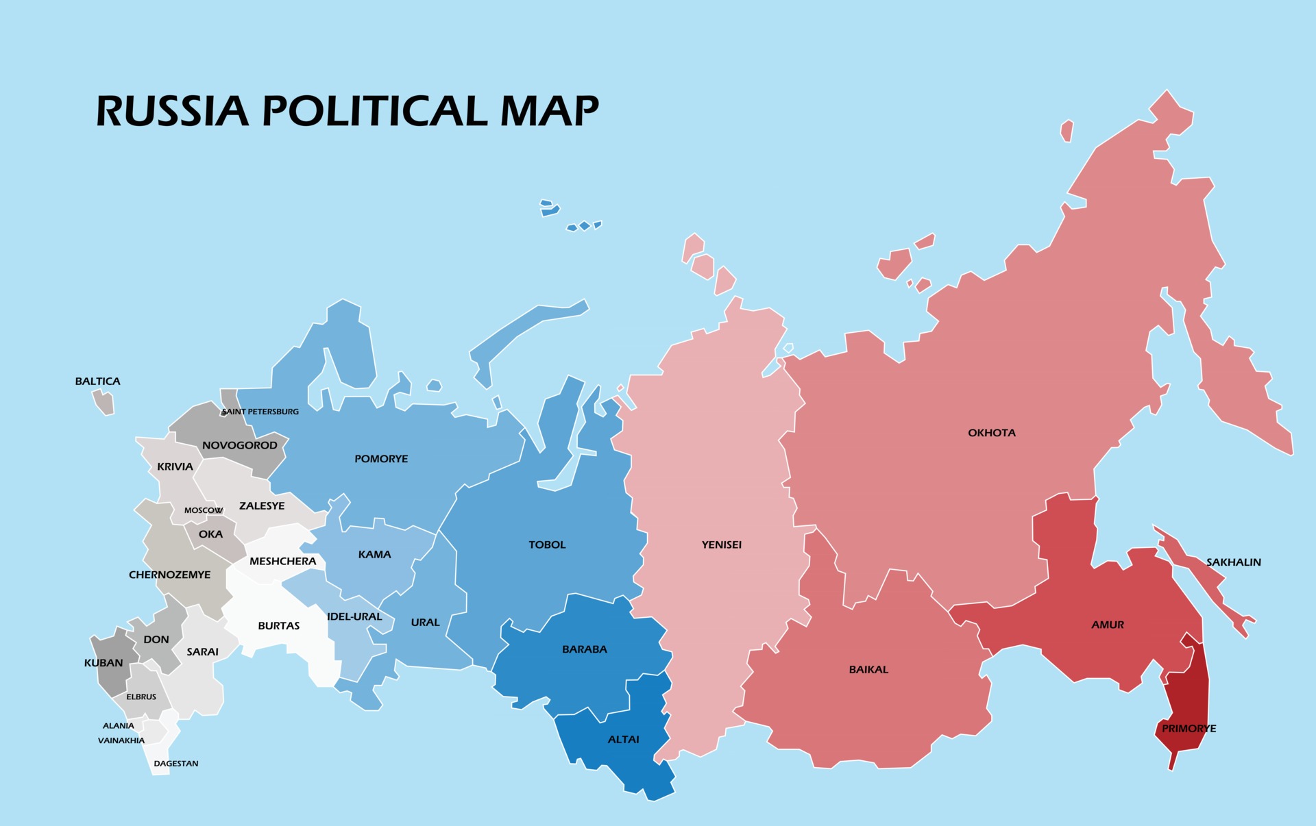 Mapa Político Da Rússia Com Capital Moscou, Fronteiras Nacionais E