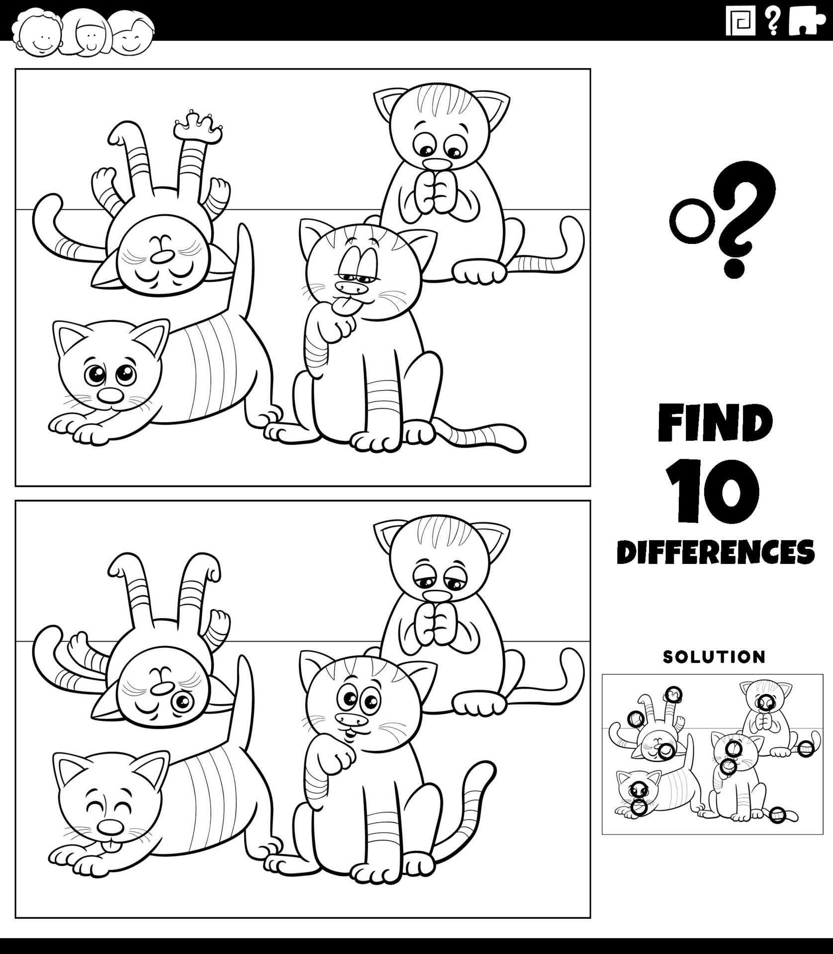 diferenças jogos com gatos personagens coloração página 23111252 Vetor no  Vecteezy