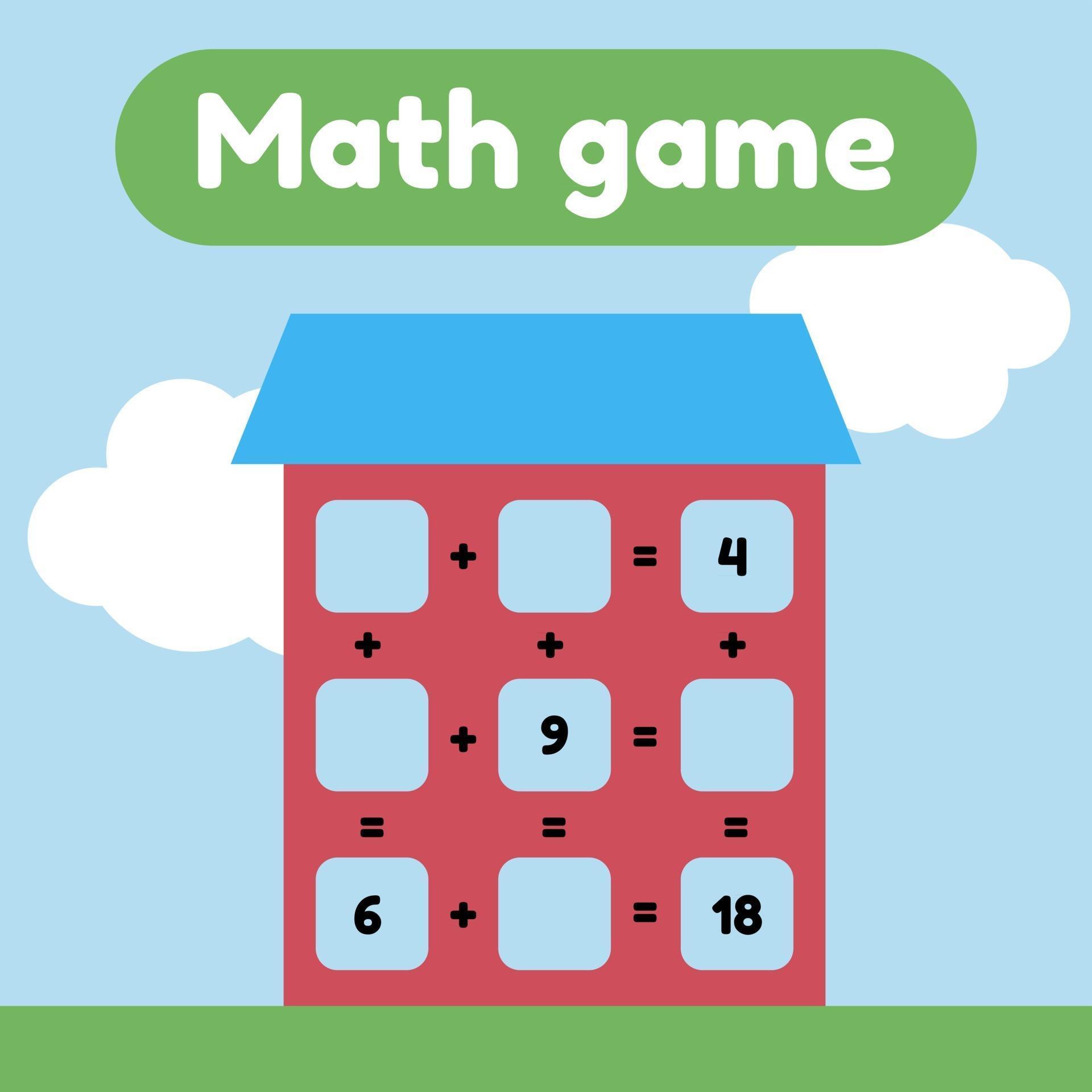 jogo de matemática com imagens para crianças jogo de educação de nível fácil  para atividades de planilha pré-escolar de crianças 2423027 Vetor no  Vecteezy