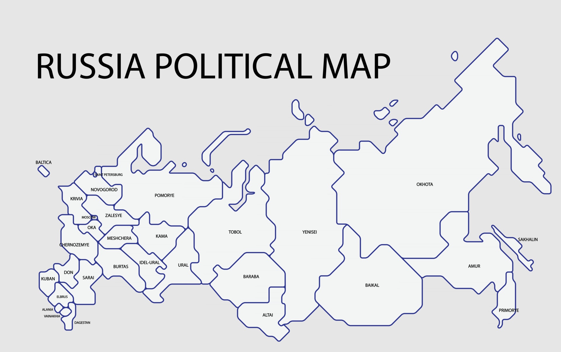 Mapa Político Detalhado Da Federação Russa Ilustração do Vetor