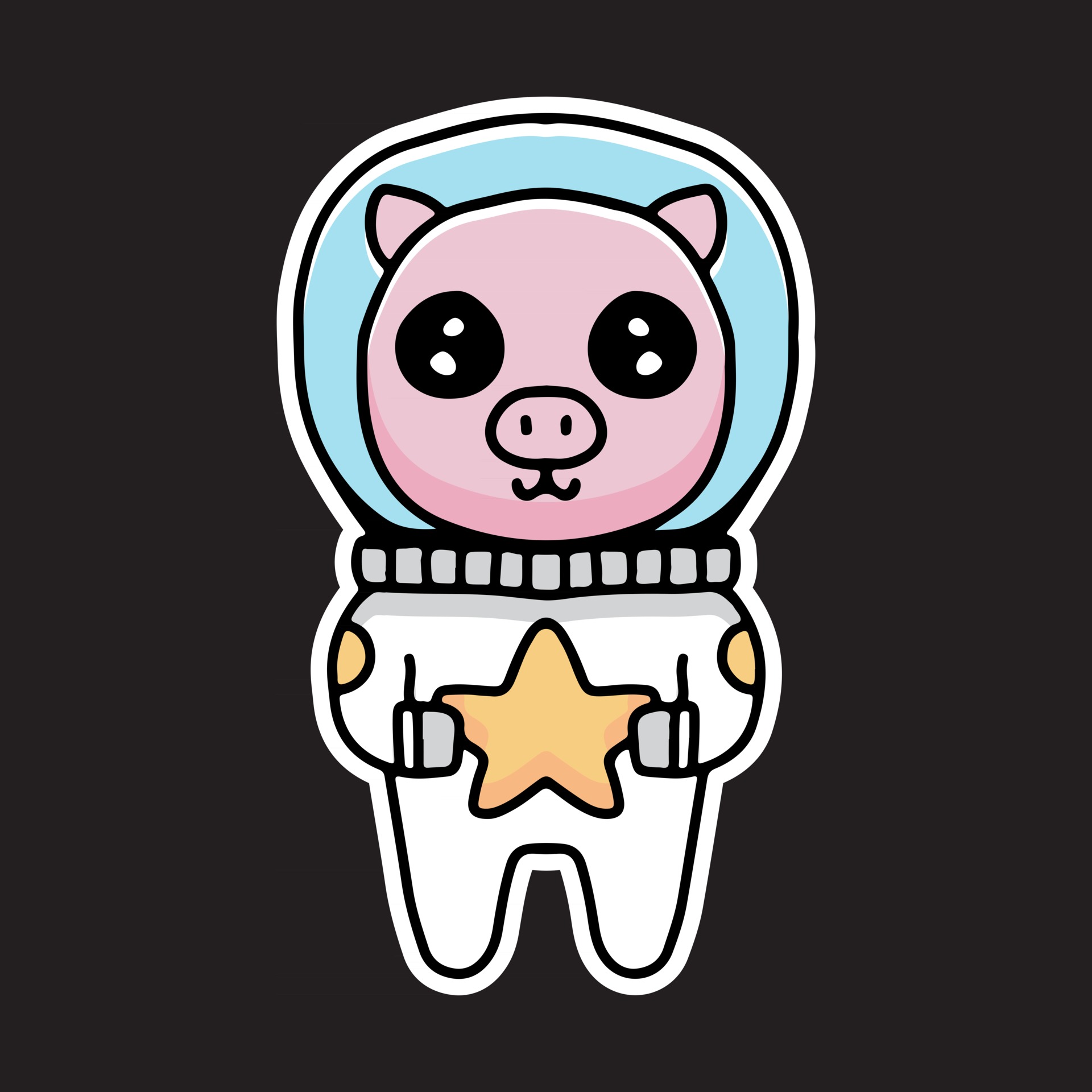 desenho de porco kawaii segurando diamante. ilustração de design