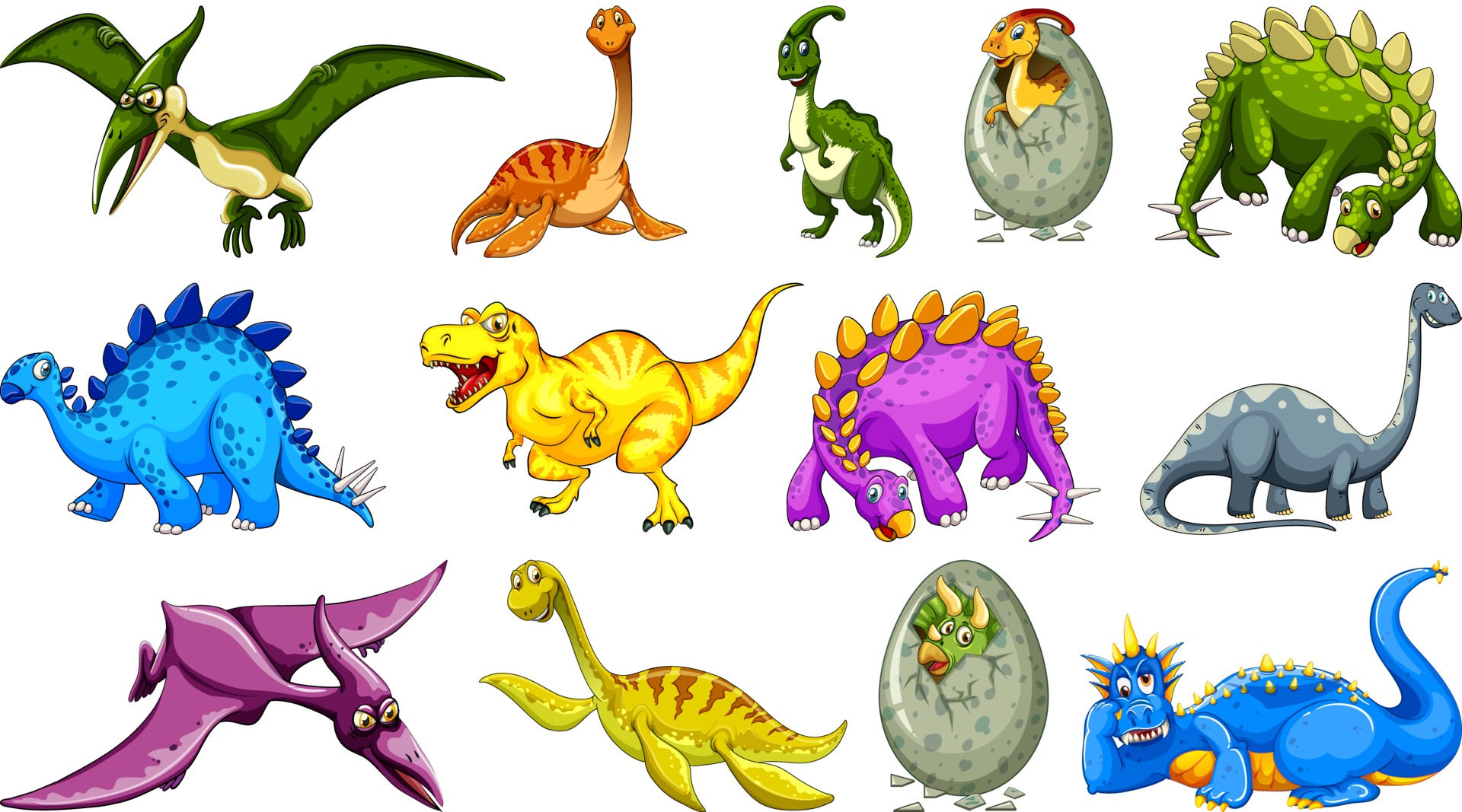 Dragões E Dinossauros Dos Desenhos Animados. Conjunto De