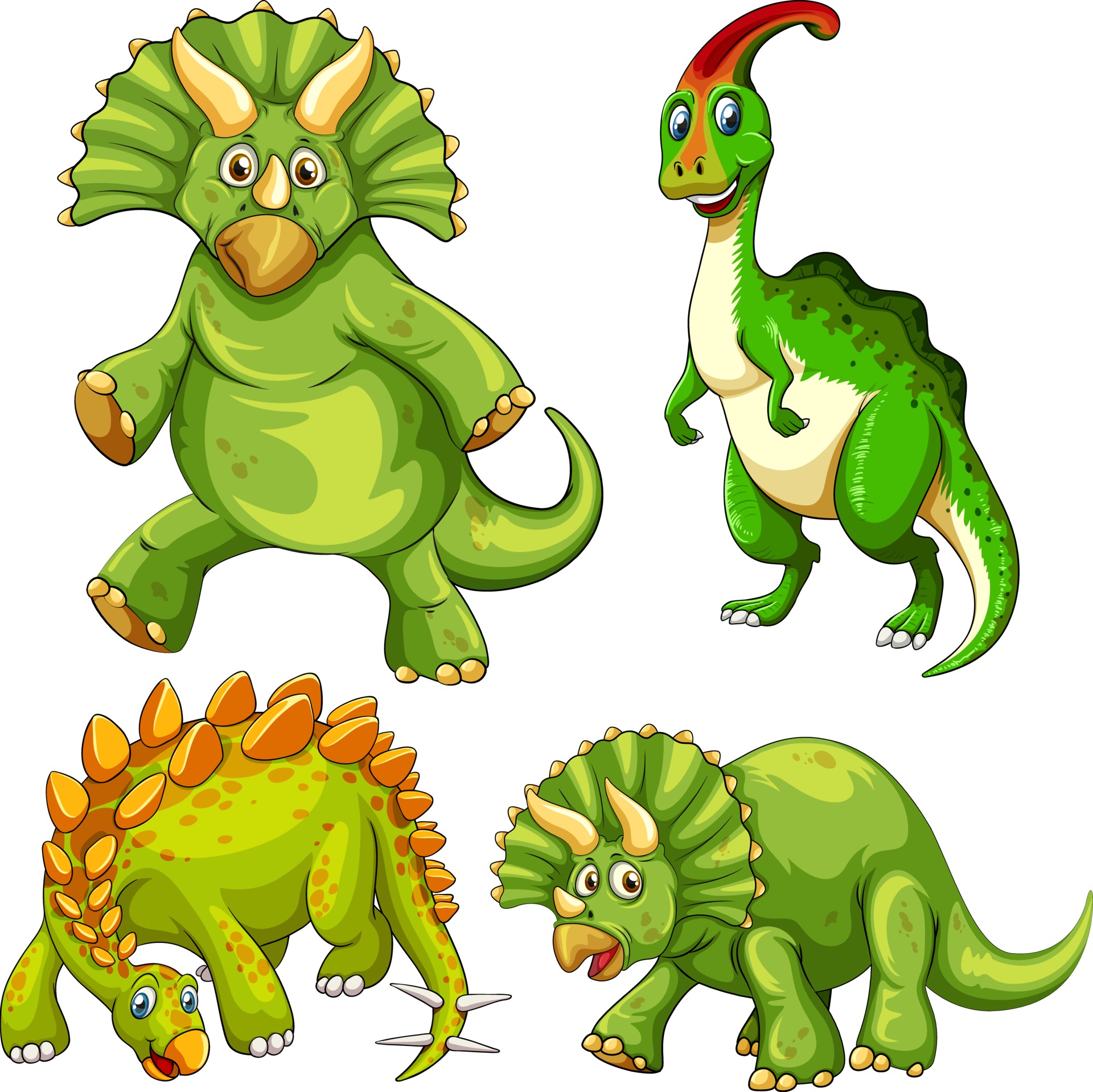 conjunto de personagem de desenho animado de dinossauro verde 2288465 Vetor  no Vecteezy