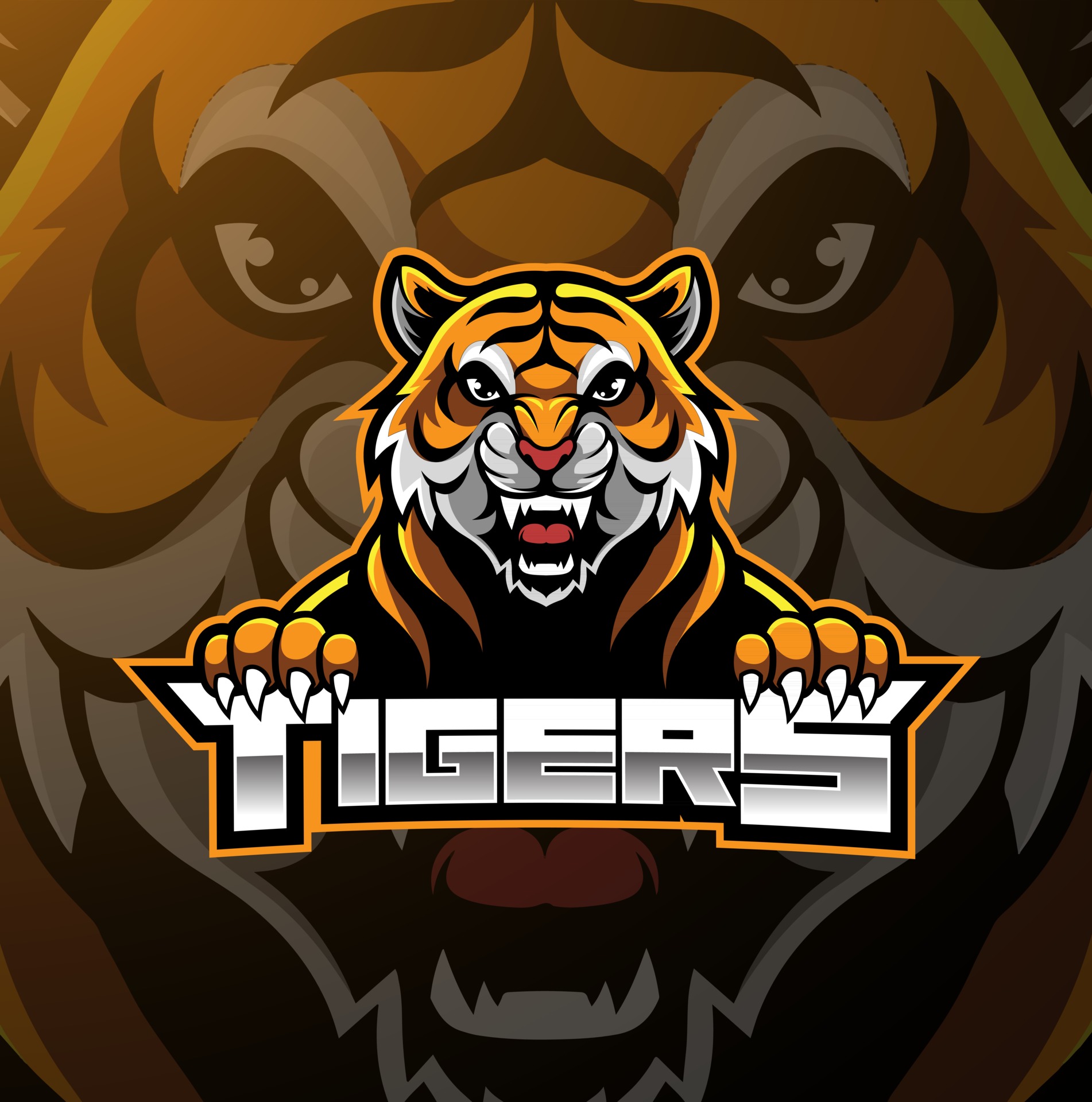 logotipo do mascote do tigre principal para jogos eletrônicos 3194901 Vetor  no Vecteezy