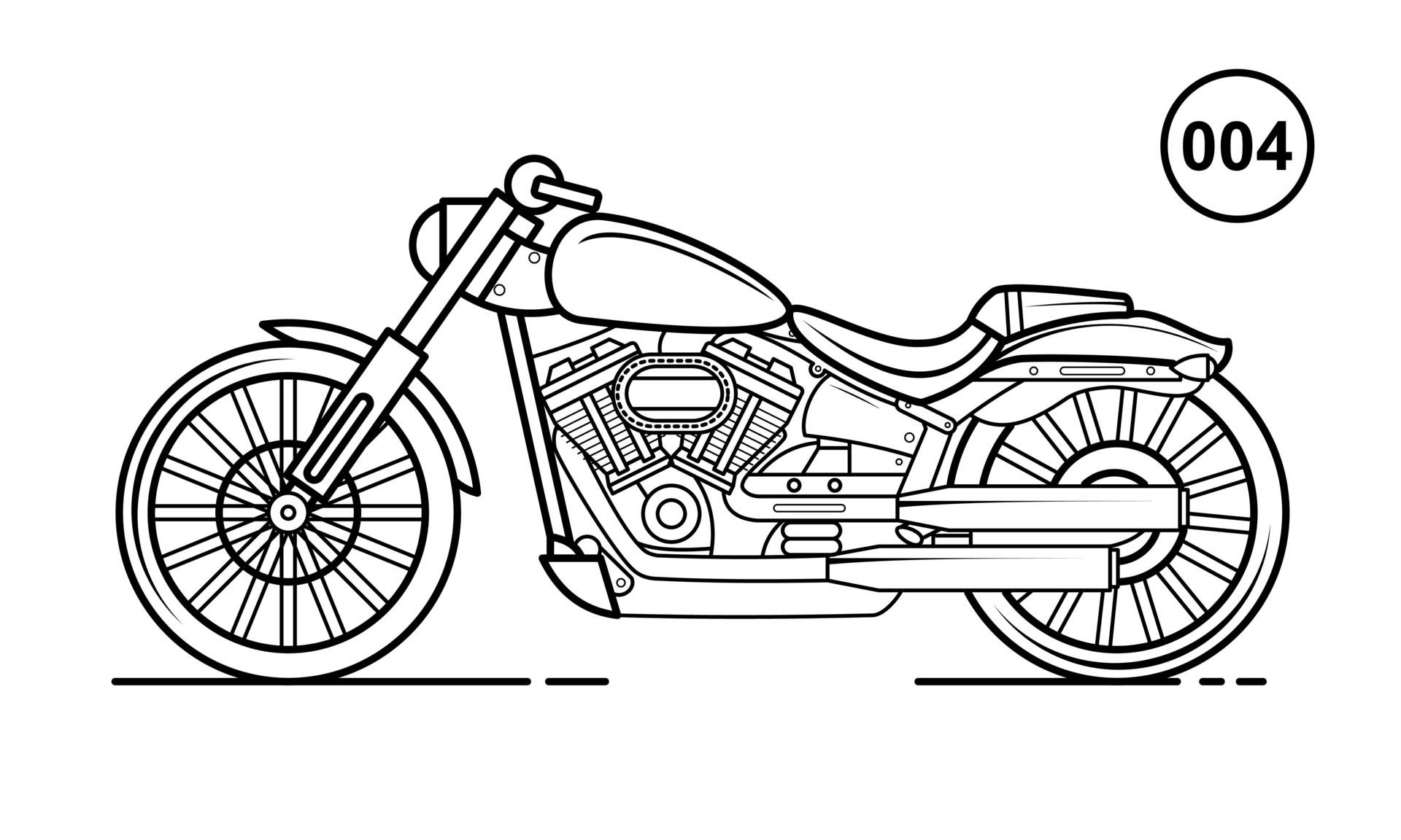 Página De Coloração De Motocicleta Para Desenho De Esboço De