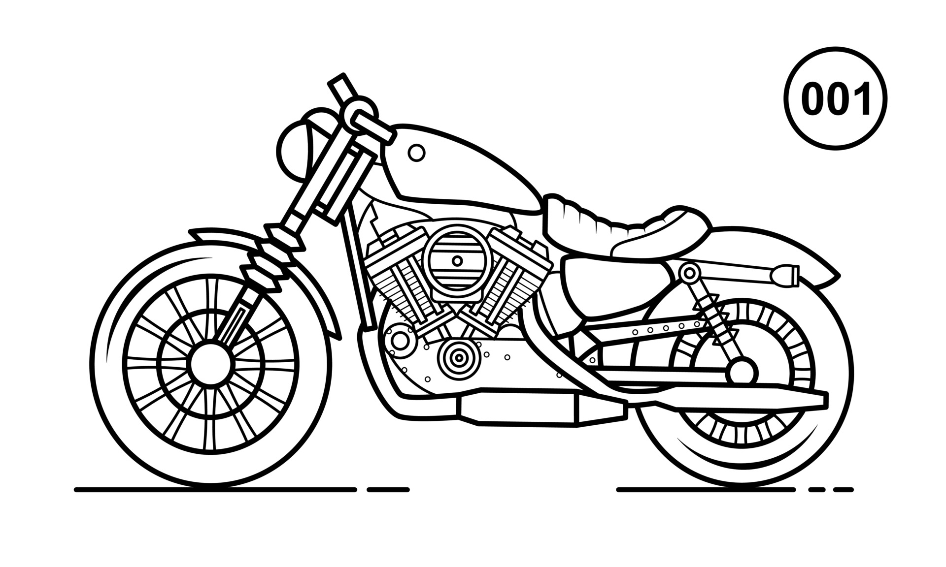 Adulto Motocicleta Vetor Ilustração Colorir Página Para Livro Desenho Arte  imagem vetorial de AlweeCeed© 482352094