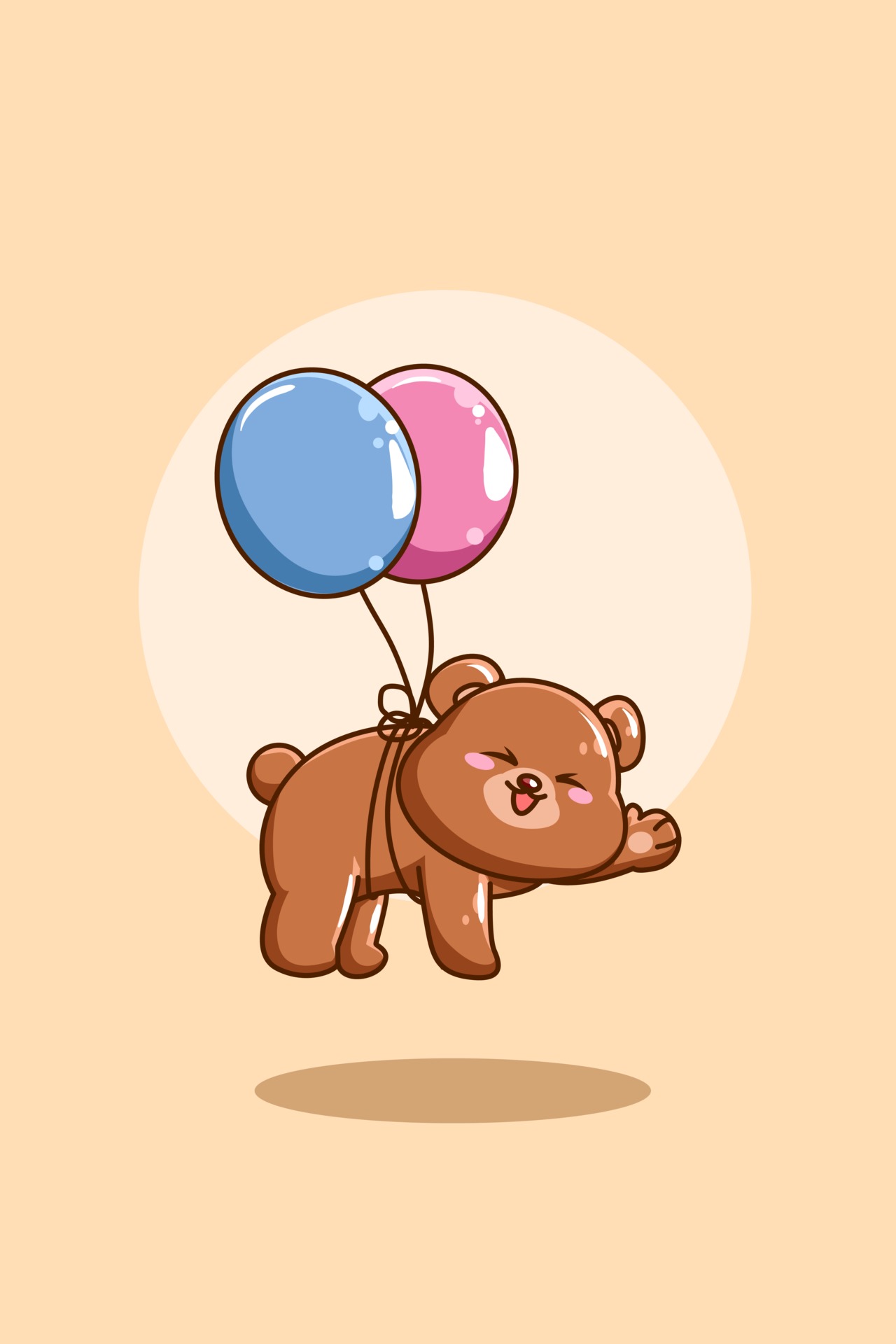 Ilustração de um urso feliz de desenho infantil com bolo de