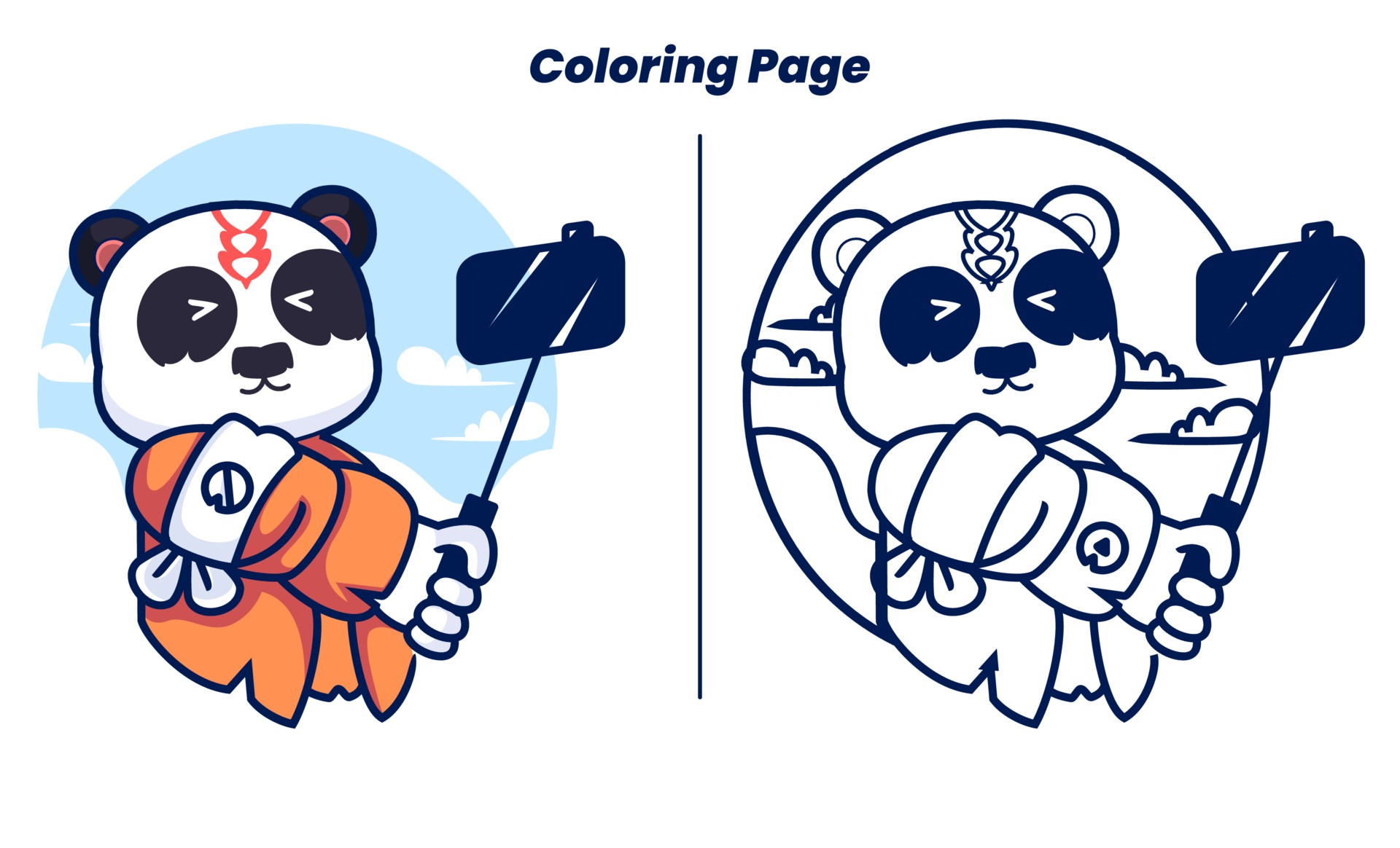 Panda Colorir Página - Arte vetorial de stock e mais imagens de