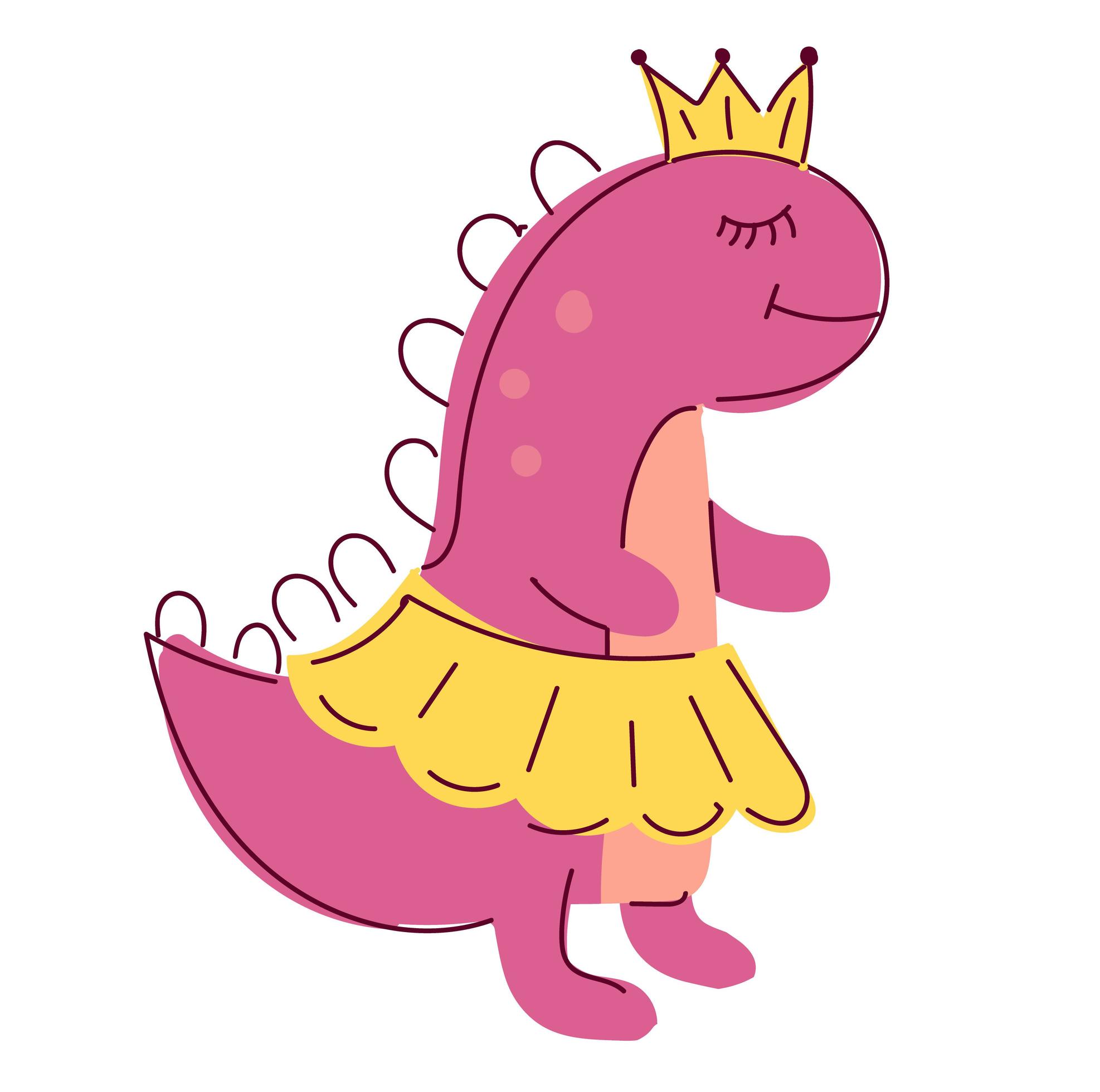 Engraçado desenho animado fofo dinossauro rosa fofa garota feliz