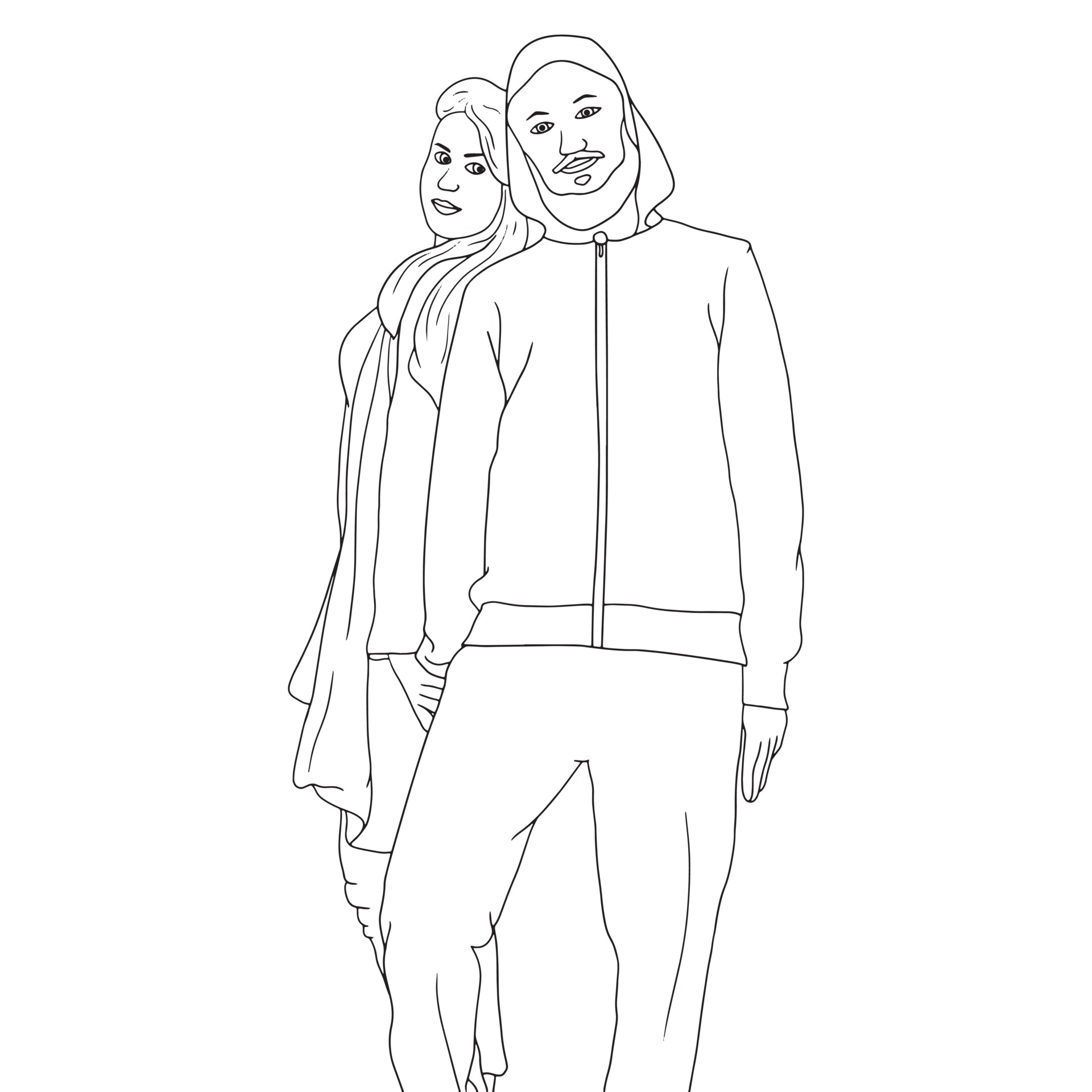 Casal de amigas para colorir - Imprimir Desenhos