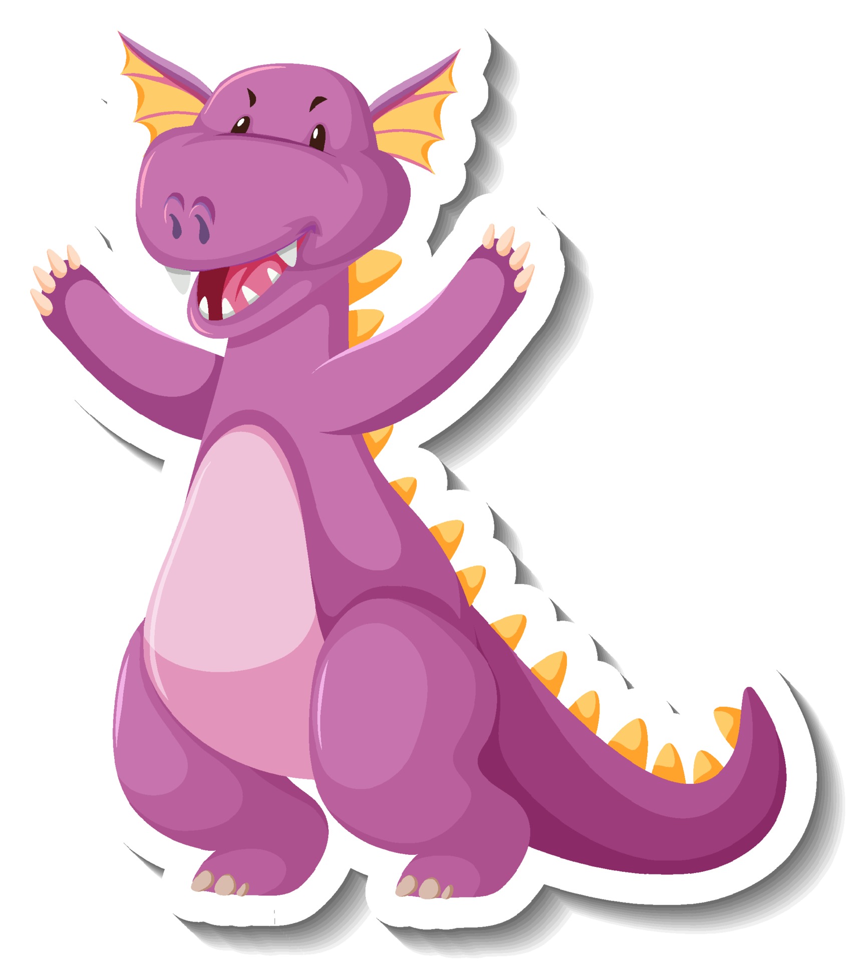 Adesivo de personagem de desenho animado de dinossauro roxo fofo 3430686  Vetor no Vecteezy