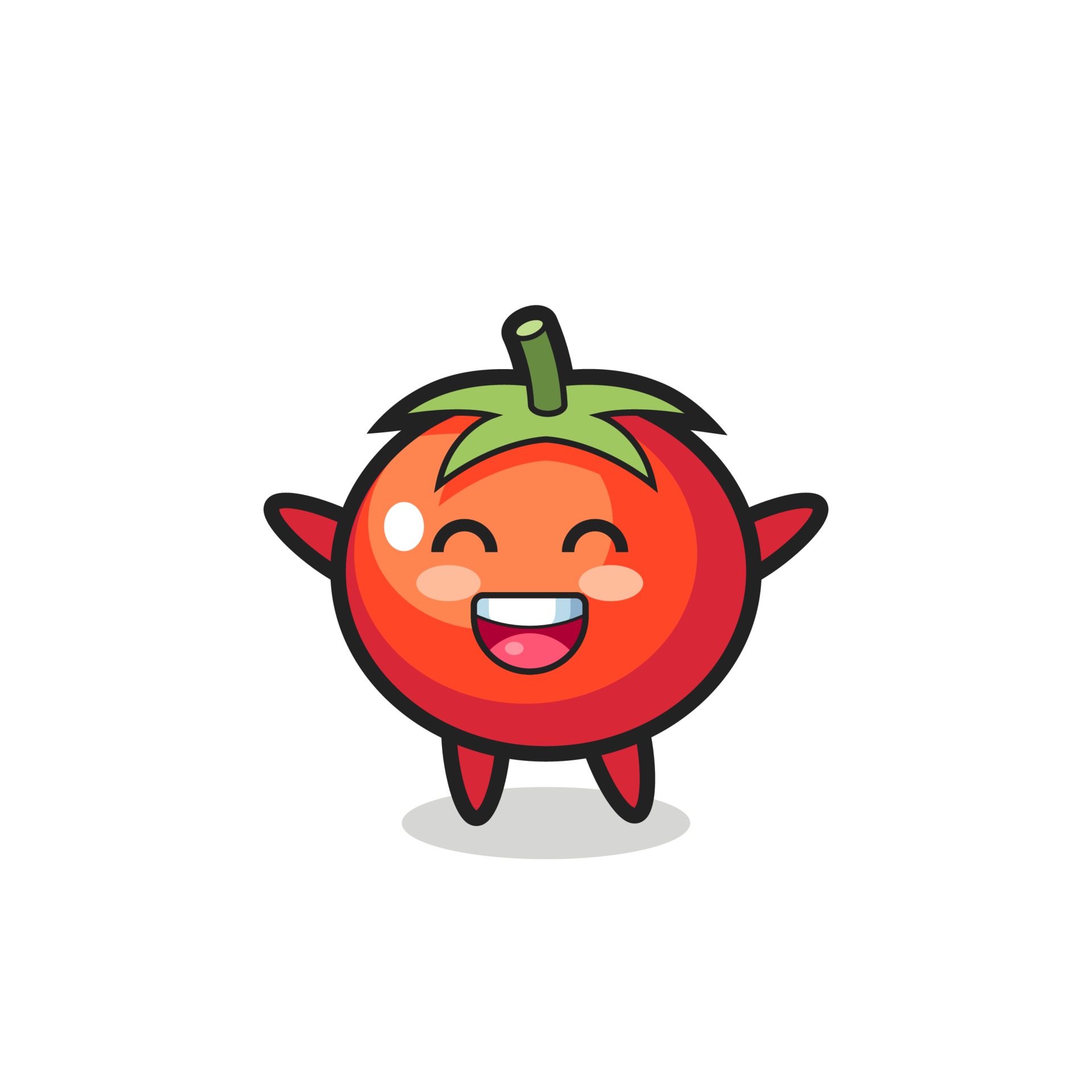 Personagem de desenho animado tomate feliz com rosto e olhos
