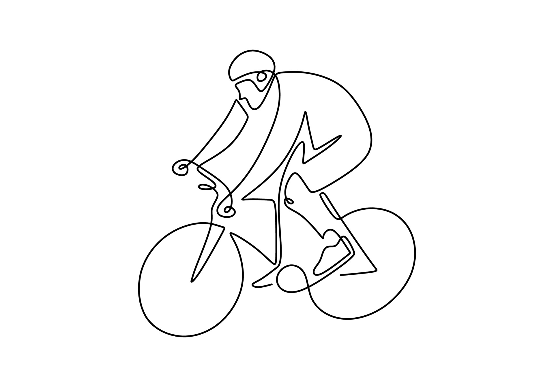 Desenho De Linha Contínua Do Ciclista Atleta Vetorial Andando De