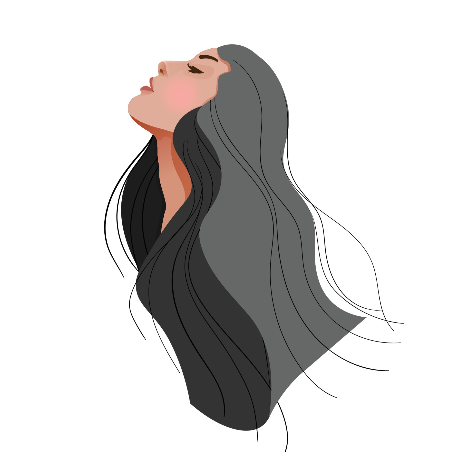conjunto do silhuetas do uma perfil do meninas com vôo cabelo. vetor.  20208976 Vetor no Vecteezy