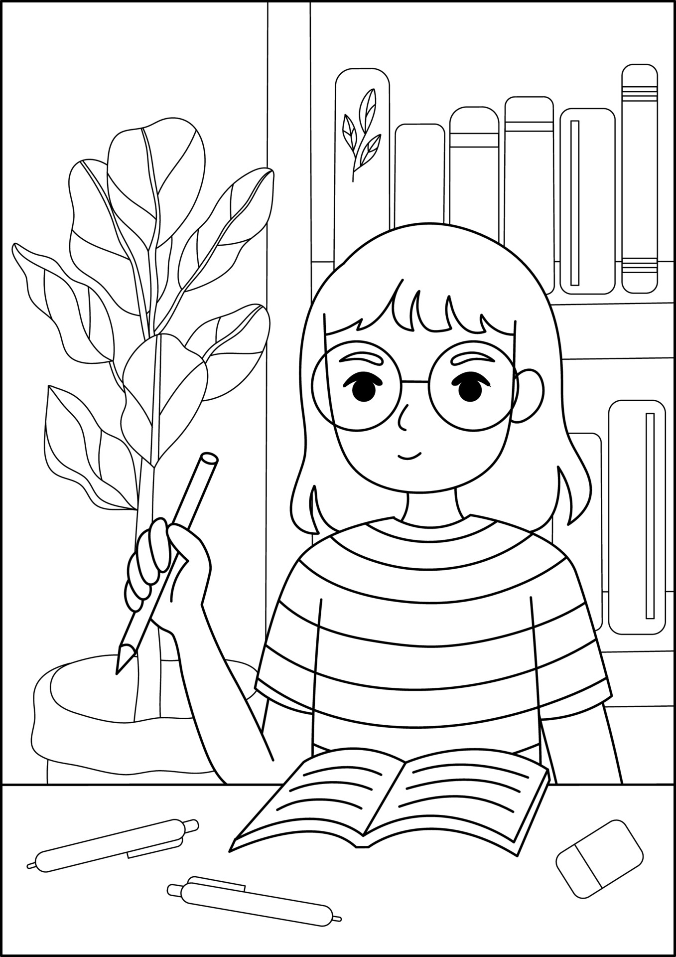Desenho de Garota da escola para Colorir - Colorir.com