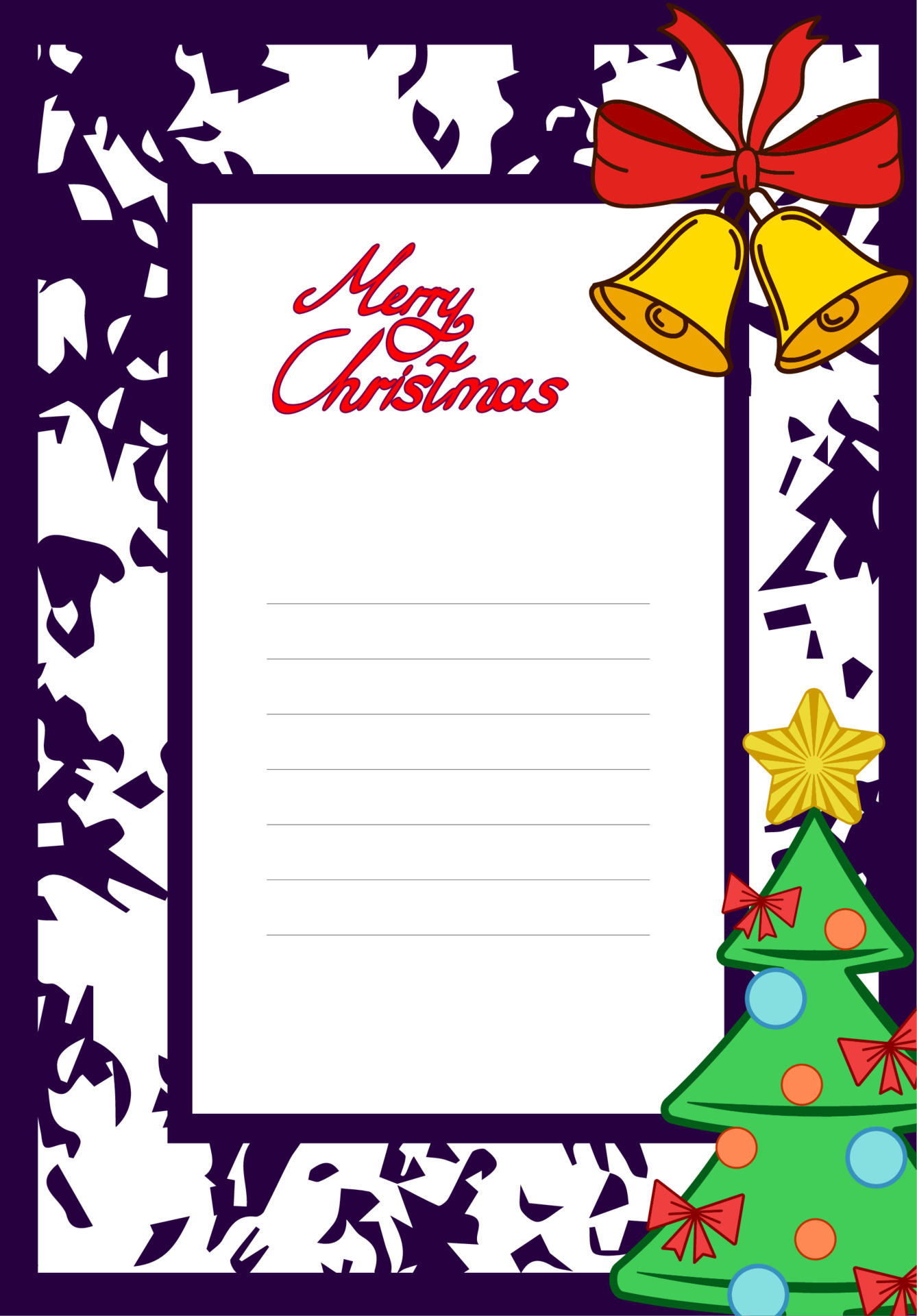 vetor cartão postal de Natal com sinos e árvore de Natal. cartão para o seu  texto, copie o espaço com linhas para o seu texto de parabéns. 3494918  Vetor no Vecteezy