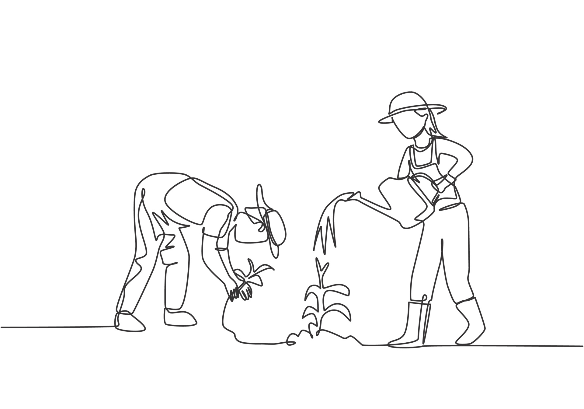 desenho de linha única contínua jovem agricultor dirige um trator para arar  os campos. iniciar um novo período de plantio. conceito de minimalismo  agrícola. dinâmica de uma linha desenhar ilustração em vetor