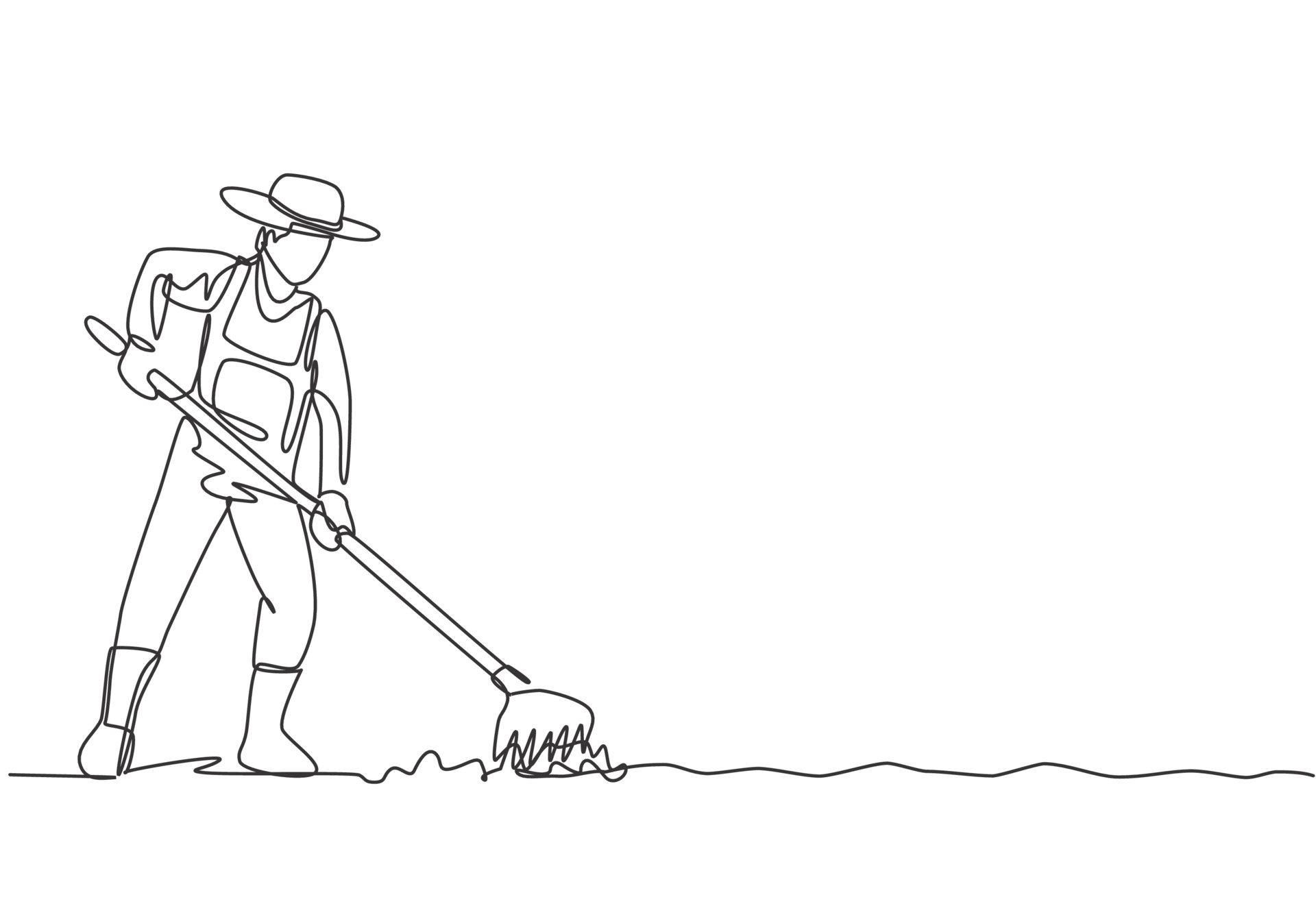 design plano gráfico desenhando trator de unidade de agricultor masculino  para arar o campo. iniciar novo período de plantio. desafio agrícola  bem-sucedido no campo. colheita natural orgânica. ilustração vetorial de  estilo cartoon