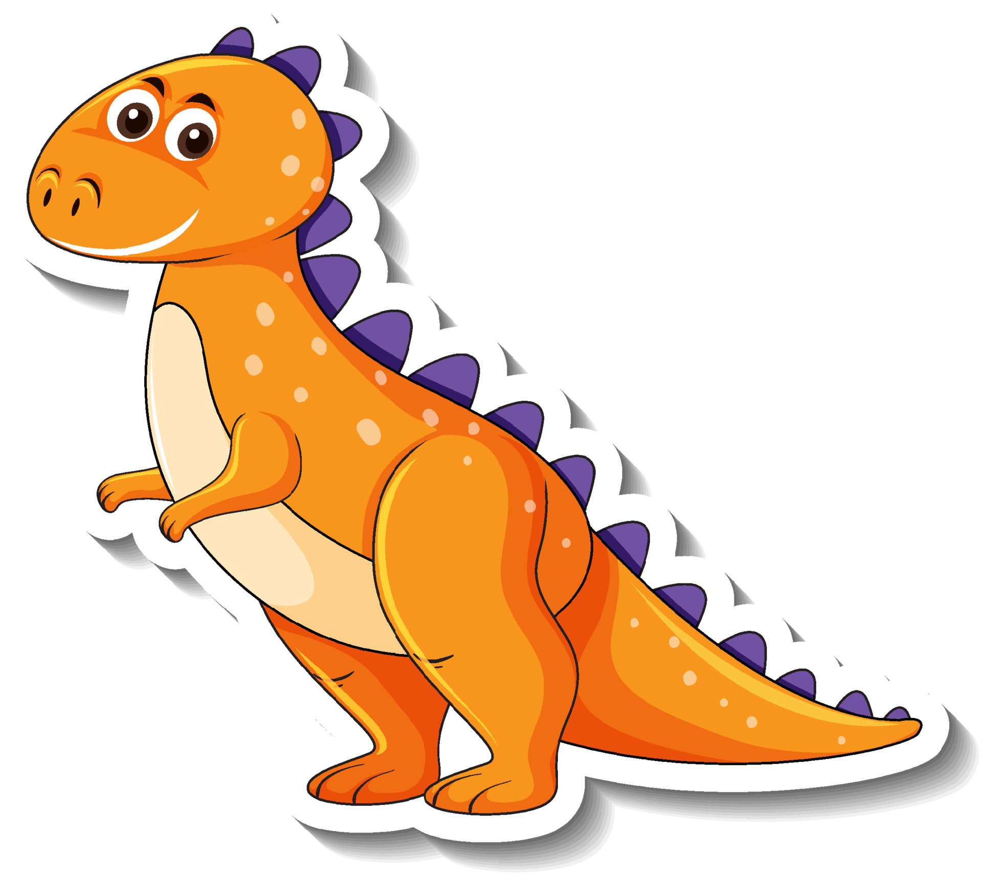 Adesivo de personagem de desenho animado de dinossauro roxo fofo 3430686  Vetor no Vecteezy