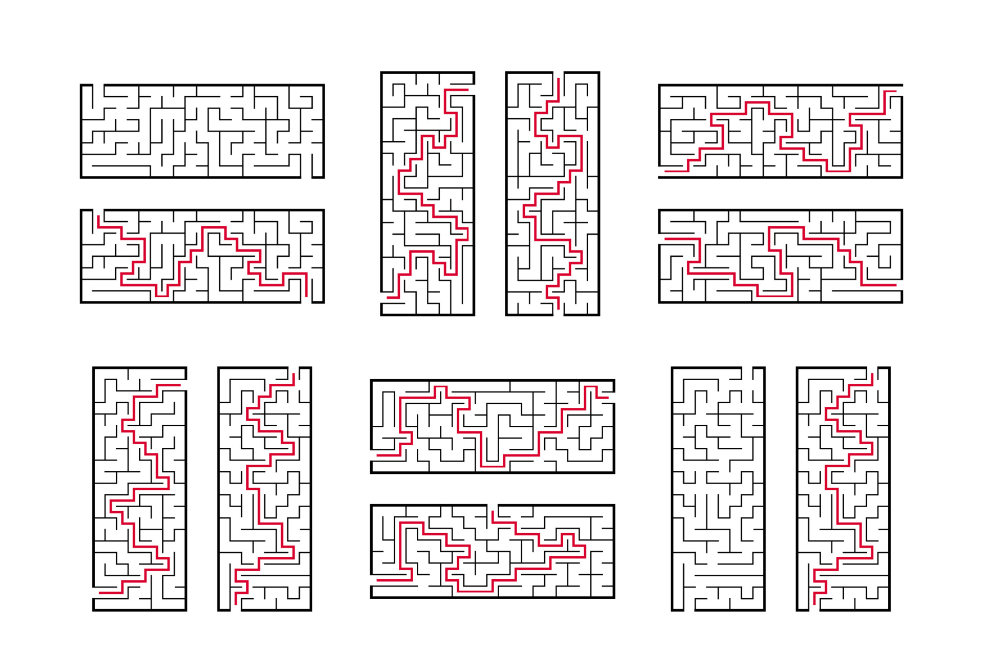 Um Conjunto De Dois Labirintos Retangulares. Um Jogo Interessante E Útil  Para Pré-escolares. Quebra-cabeça Fácil. Ilustração Plana Simples Do Vetor  Isolada No Fundo Branco Royalty Free SVG, Cliparts, Vetores, e Ilustrações  Stock.