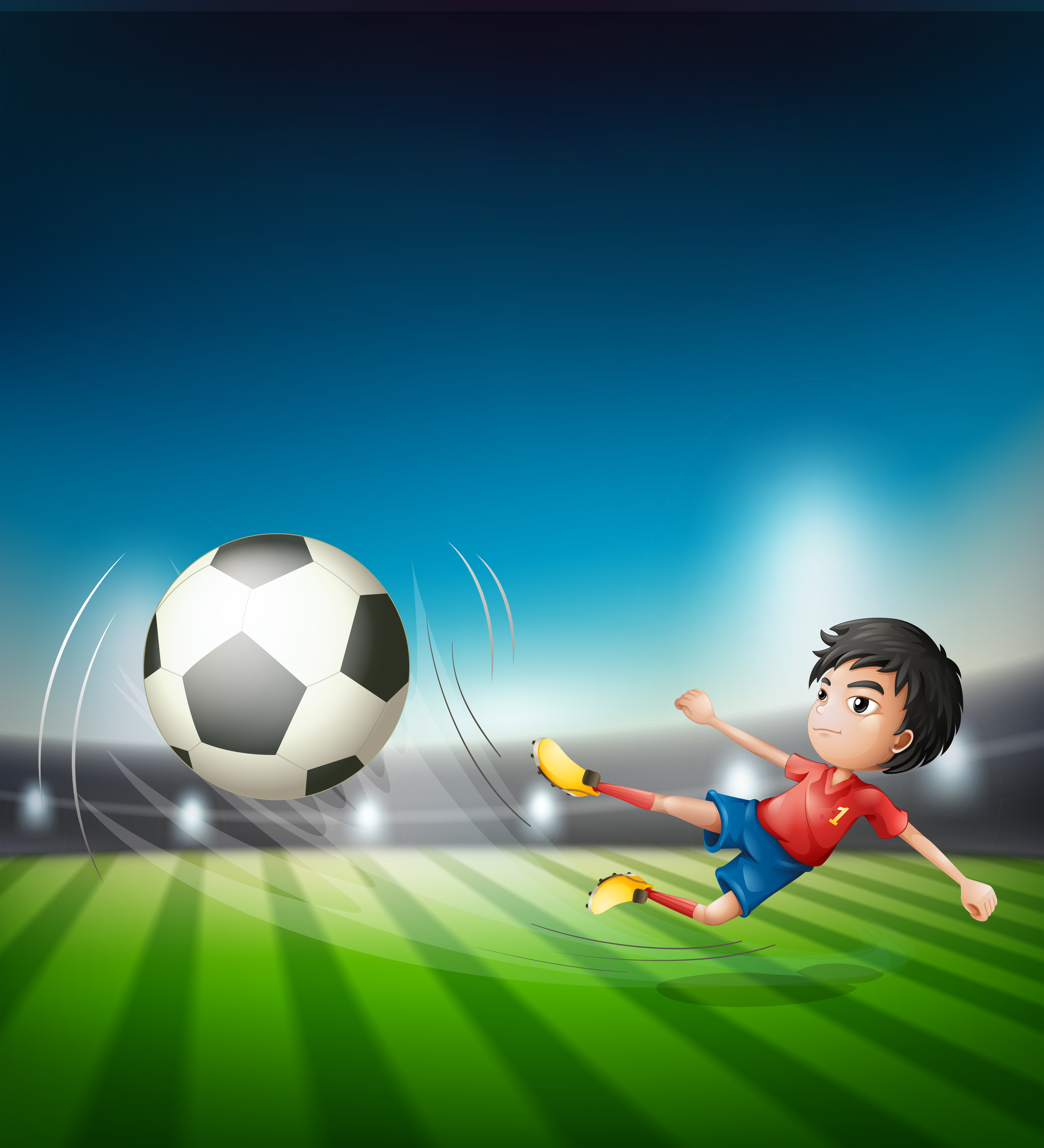 Pequenos Jogadores Futebol Chutando Uma Bola Colorida Jogo