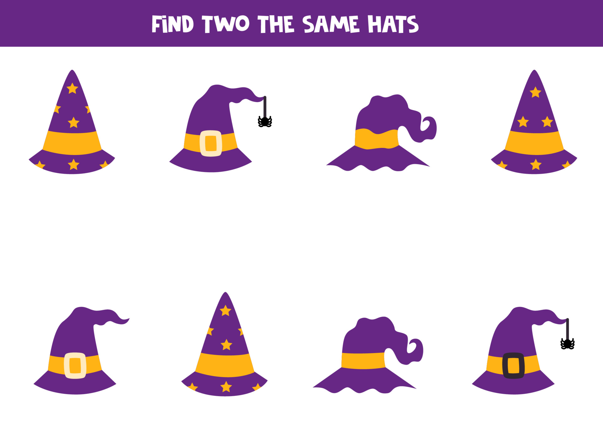 Encontrar dois mesmos personagens de halloween, jogo educacional para  crianças