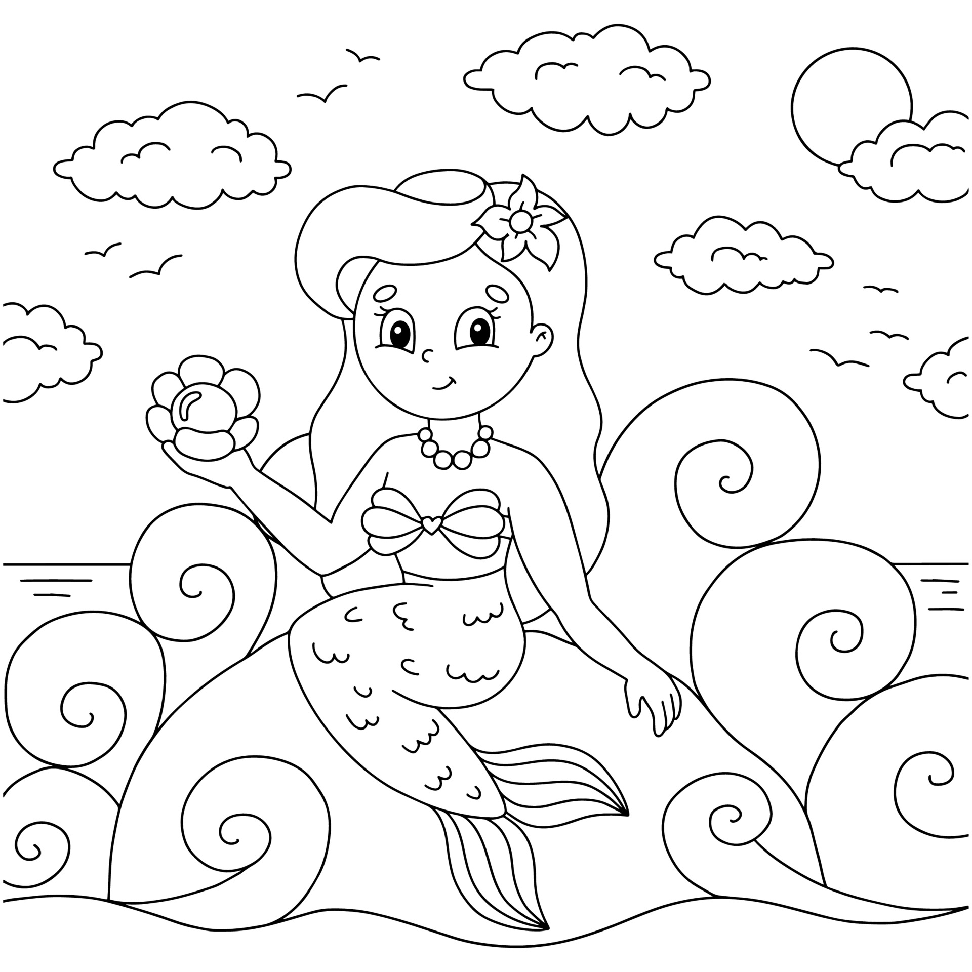 Desenhos Da Pequena Sereia para Colorir Concha