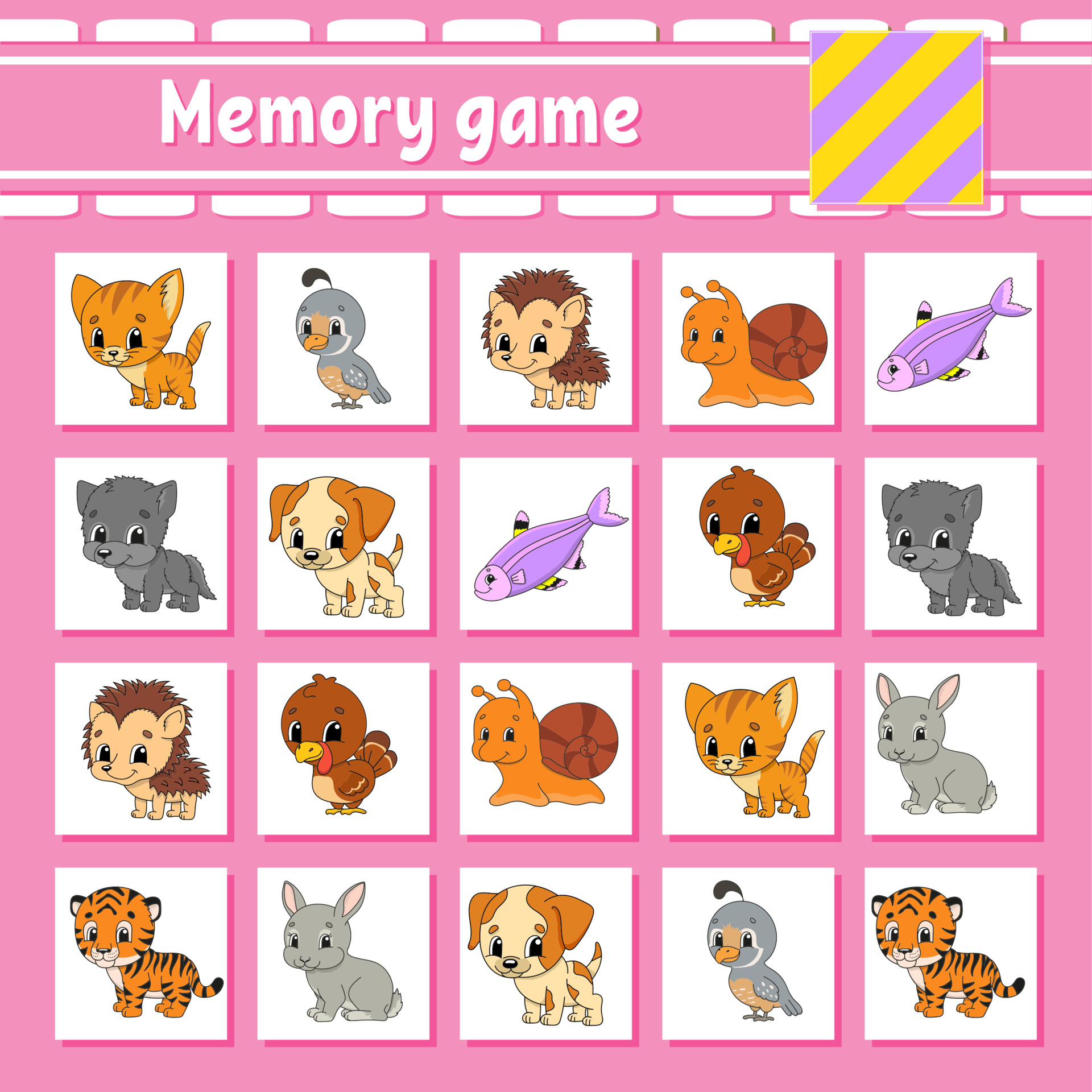 Jogo da memória com animais para imprimir