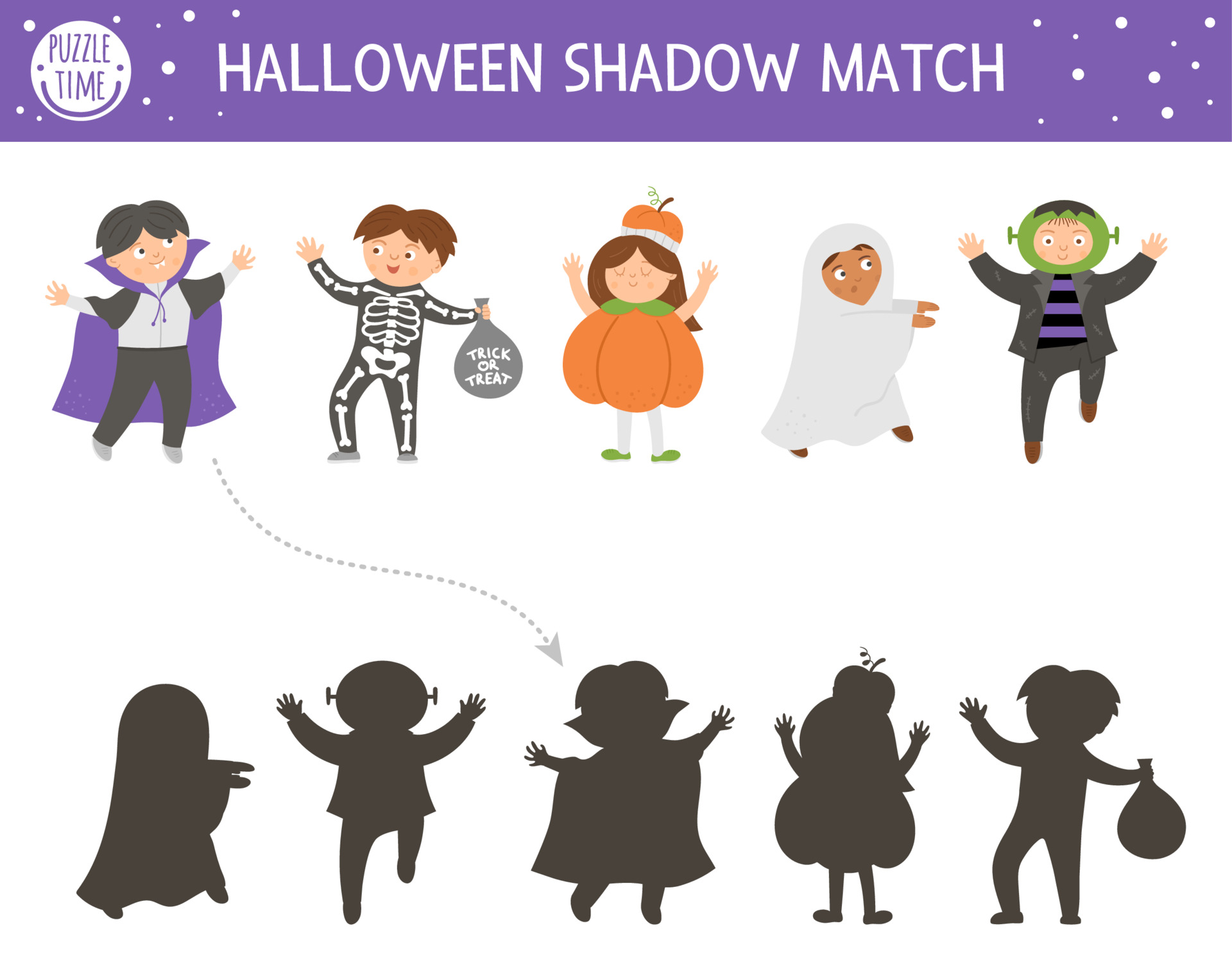 Encontre o jogo de sombras correto com o gato preto. planilha para crianças  em idade pré-escolar, planilha de atividades para crianças