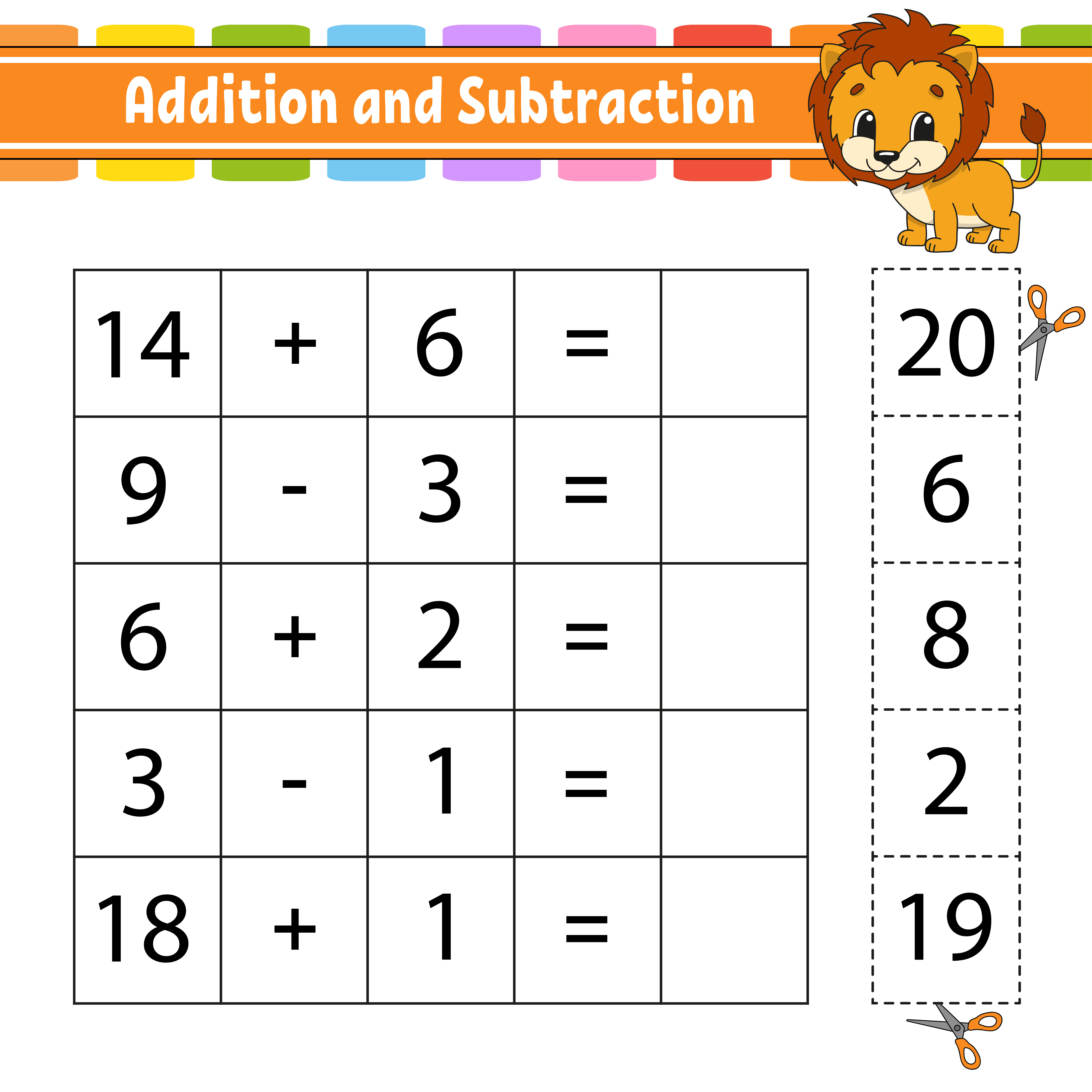 Adição Para Jogos Matemáticos Infantis Com Gato De Desenho Animado