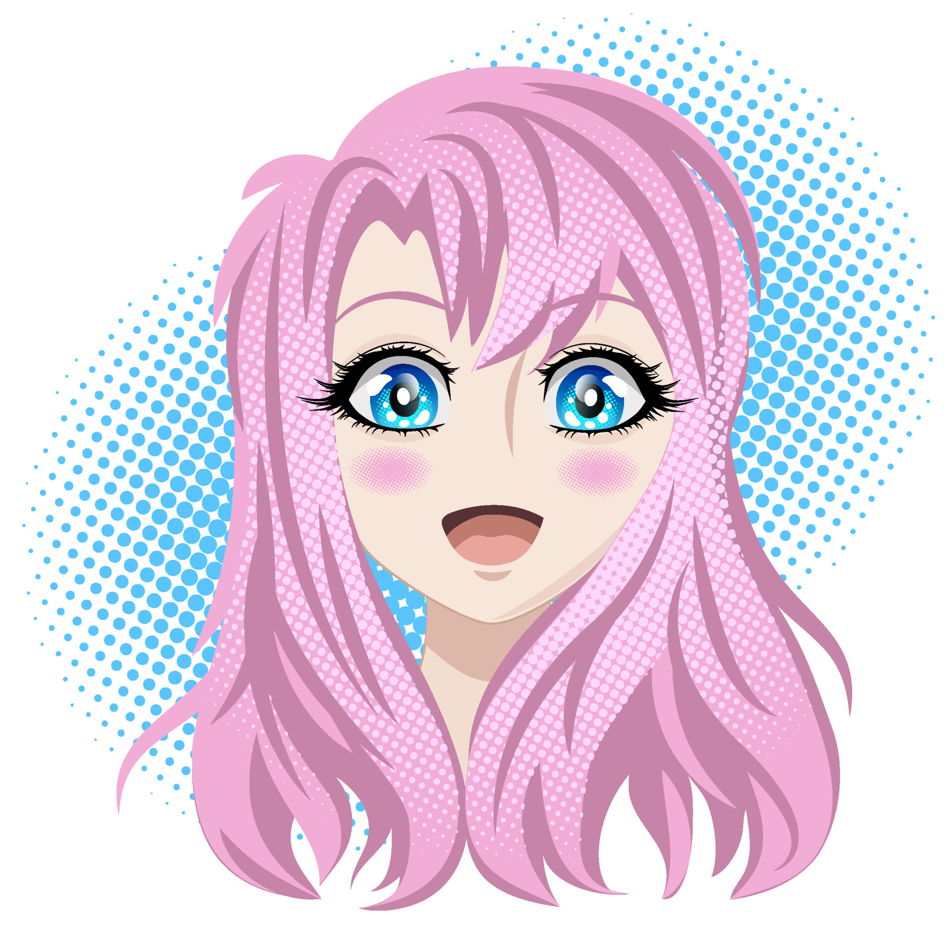 Cabelo longo rosa de menina bonita e bonita com desenho de boneca  ilustração de personagem de desenho animado 2294193 Vetor no Vecteezy