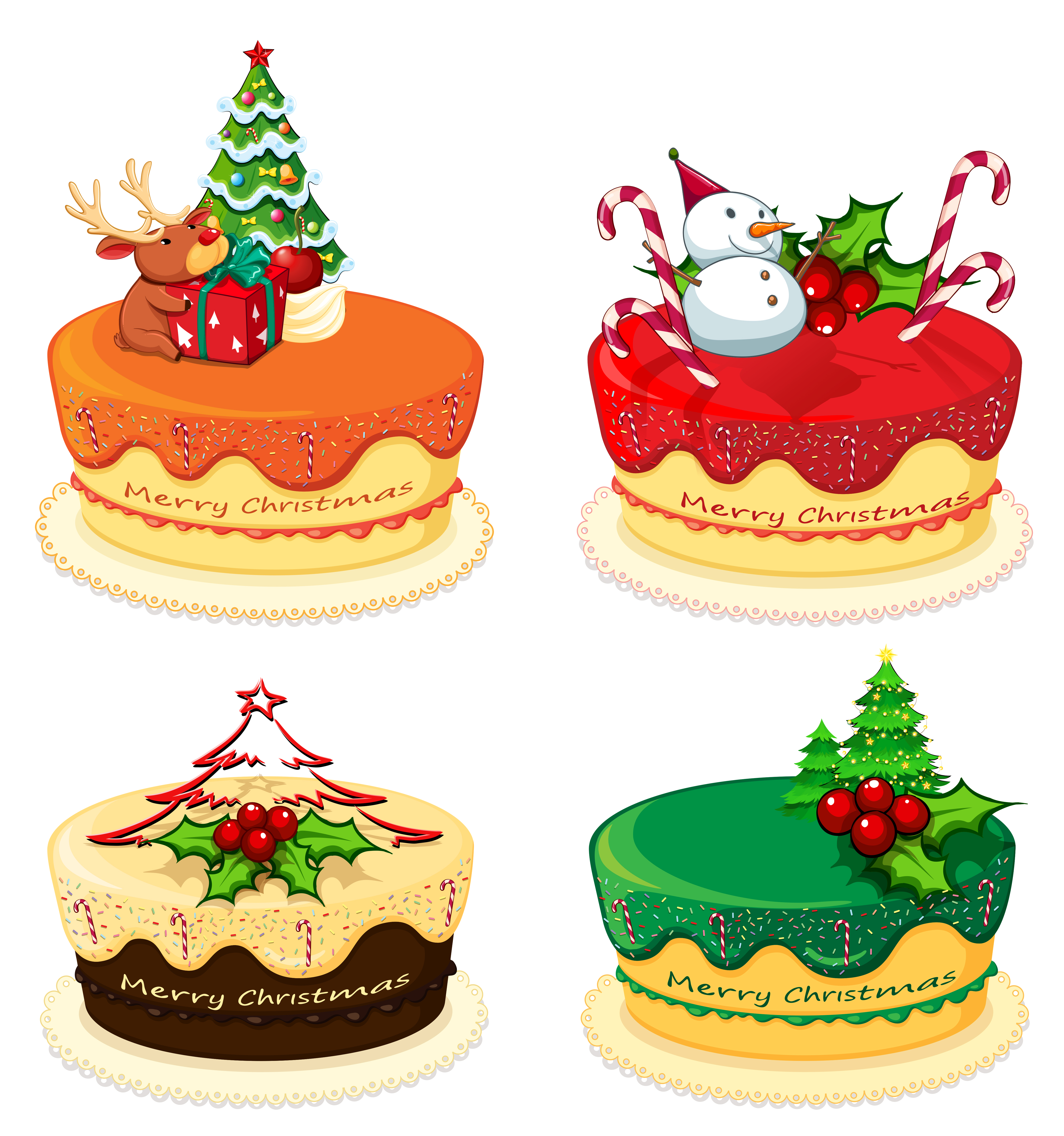 clipart de desenhos animados de natal. ilustração vetorial de clipart de  bolo de natal 8656314 Vetor no Vecteezy