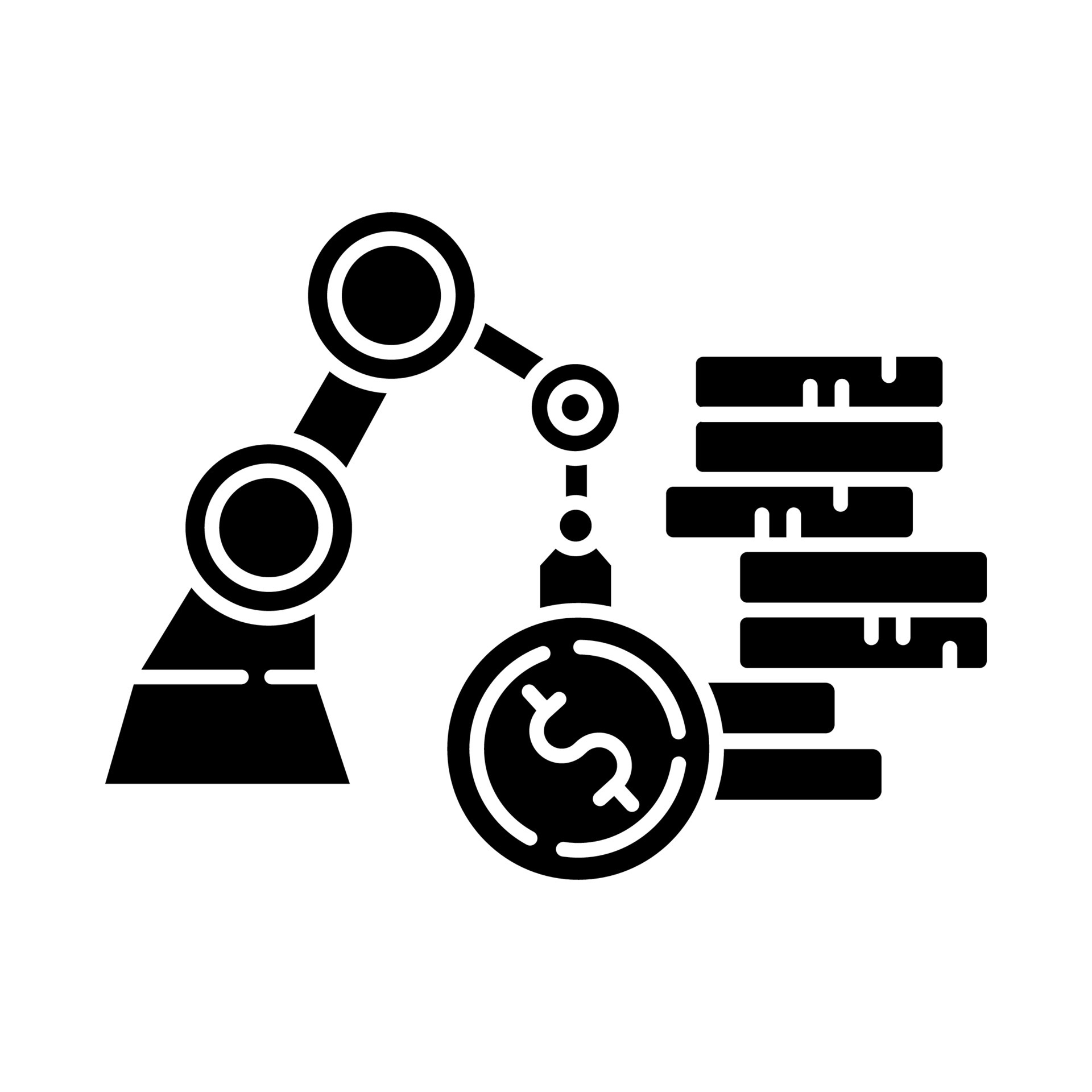 ícone de glifo comercial e industrial. equipamento para escritório