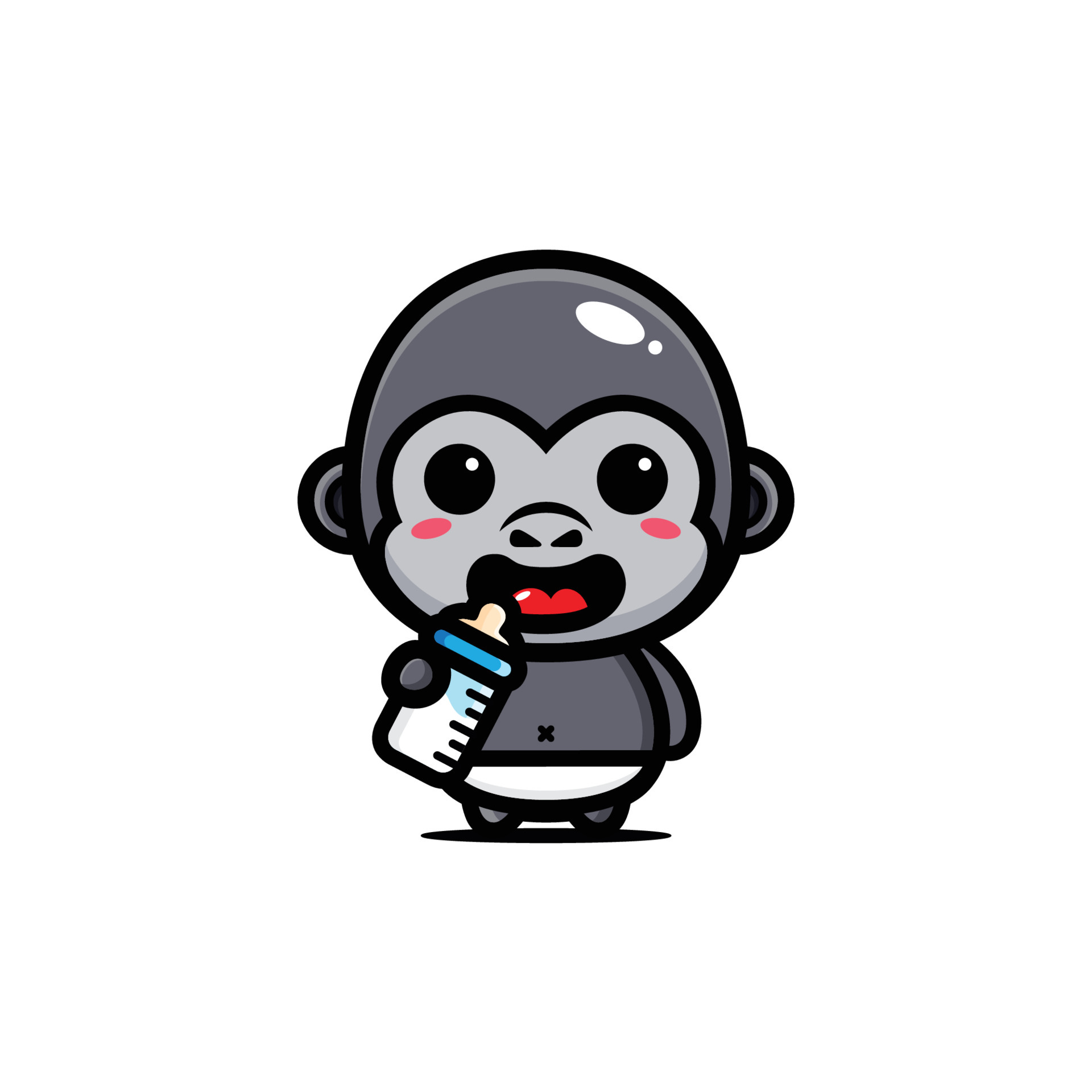 personagem kawaii. jogo de gorila kong fofo com fone de ouvido 2294122  Vetor no Vecteezy
