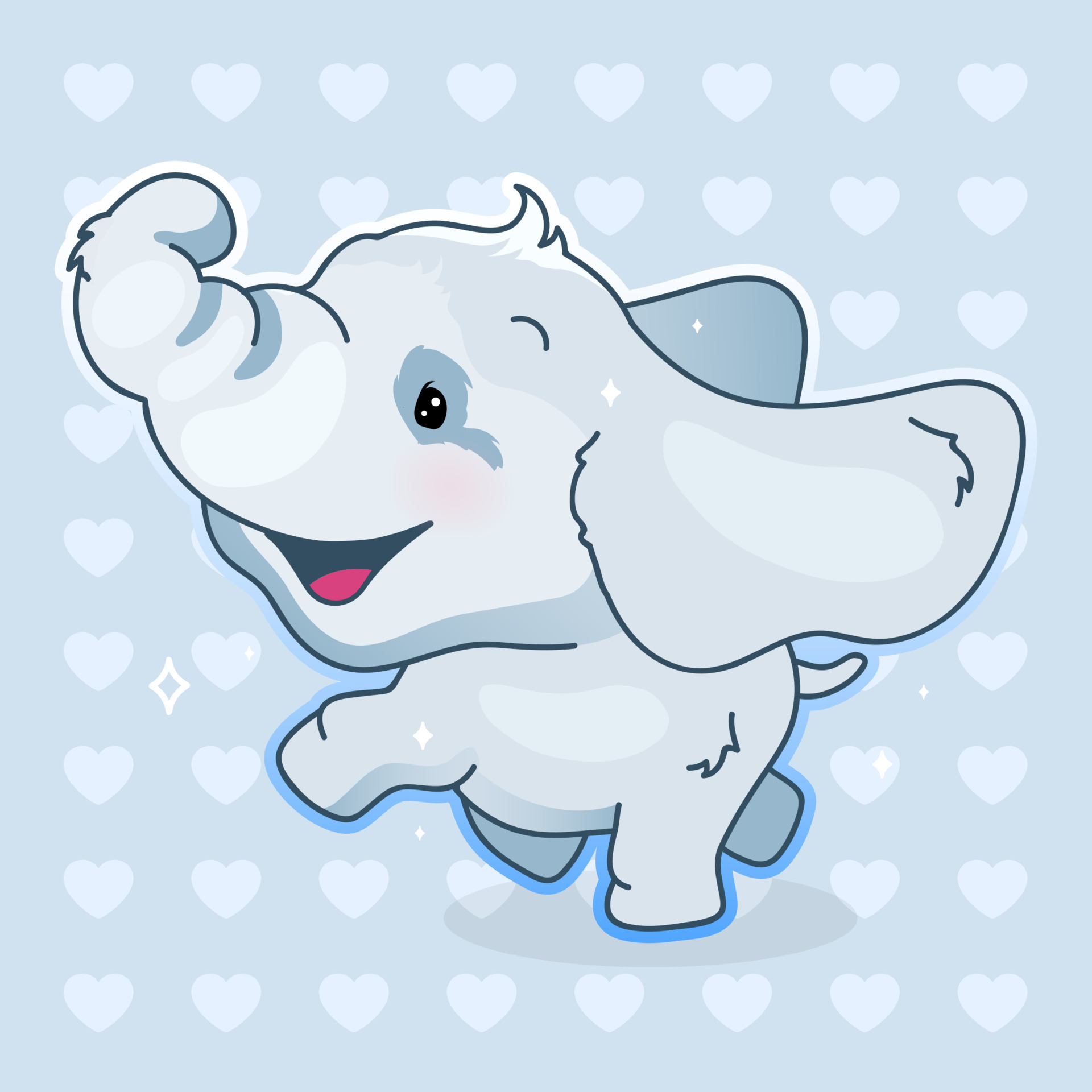 Bonito elefante kawaii personagem vector cartoon. Animal adorável e  engraçado em pijama adesivo isolado, patch. Anime bebê menino elefante  vestindo roupas noturnas, camisola emoji no fundo azul imagem vetorial de  TheImg© 326475490