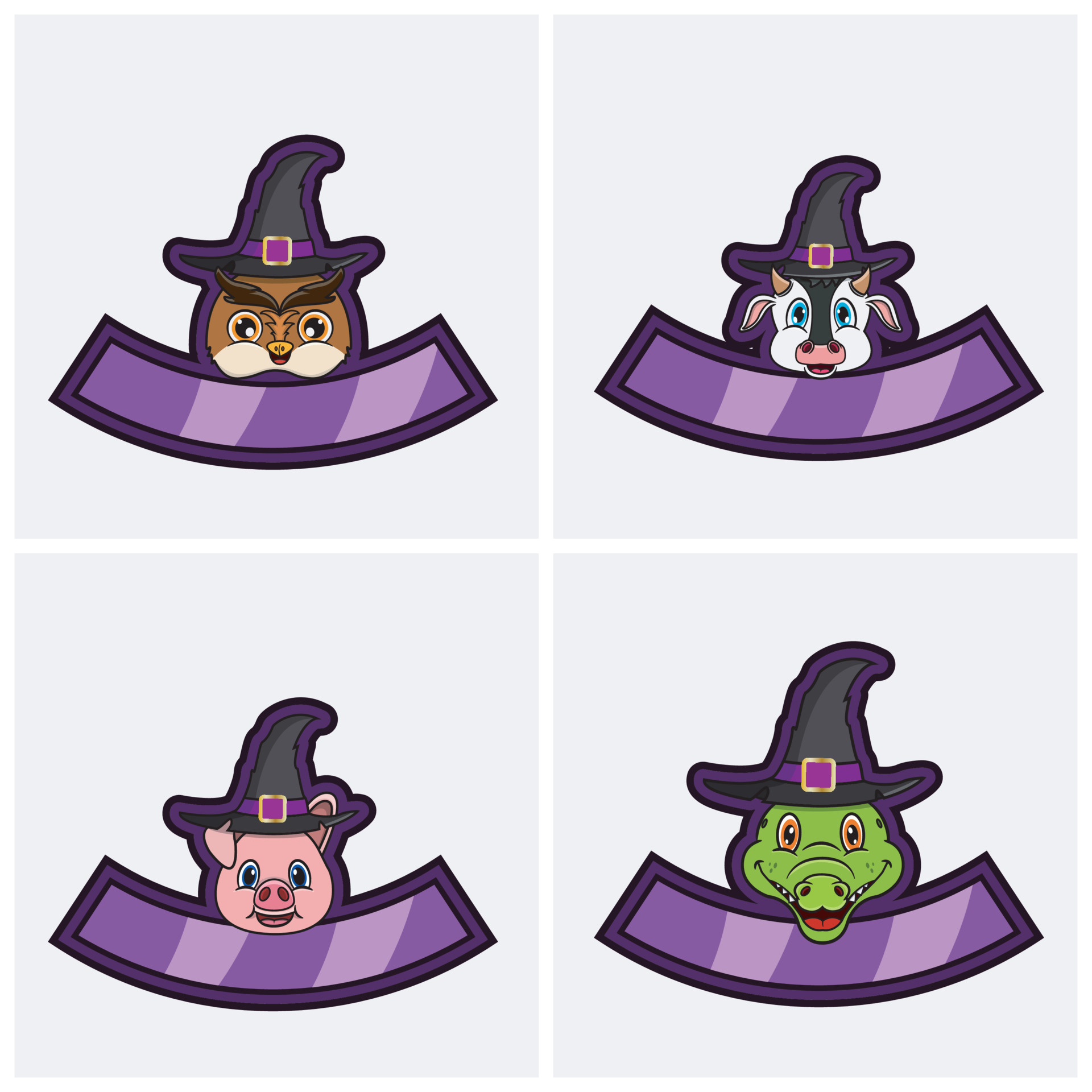 Logotipo de desenho animado de hipopótamo fofo de Halloween