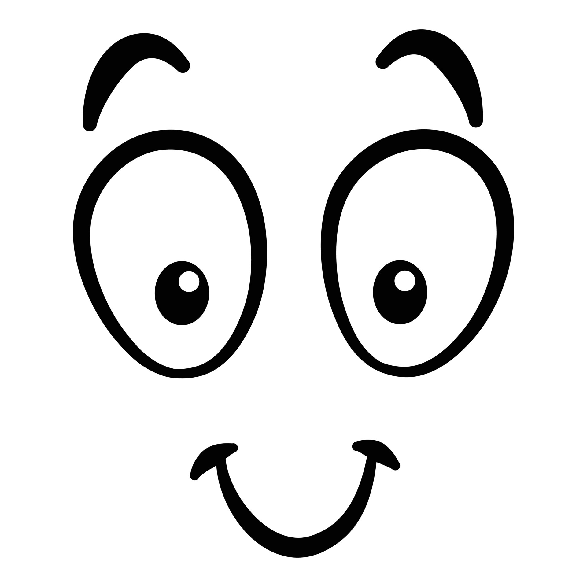 rosto de desenho animado. boca e olhos expressivos, sorriso, choro e  expressão facial de personagem surpresa. emoção cômica da caricatura ou  doodle emoticon. ícone de ilustração vetorial isolado 4505005 Vetor no  Vecteezy