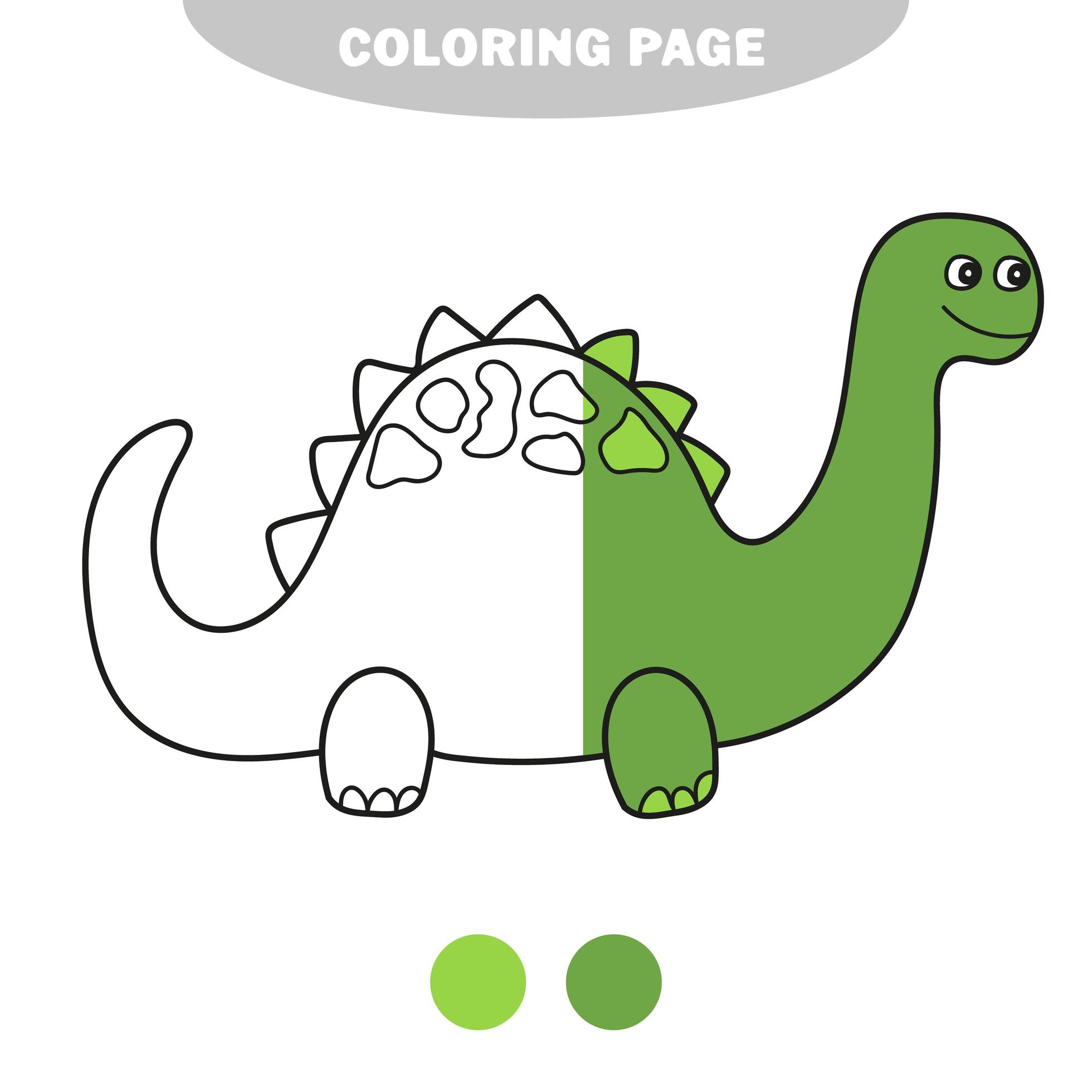 página para colorir simples. dinossauro engraçado, jogo educativo para  crianças em idade pré-escolar 4597870 Vetor no Vecteezy