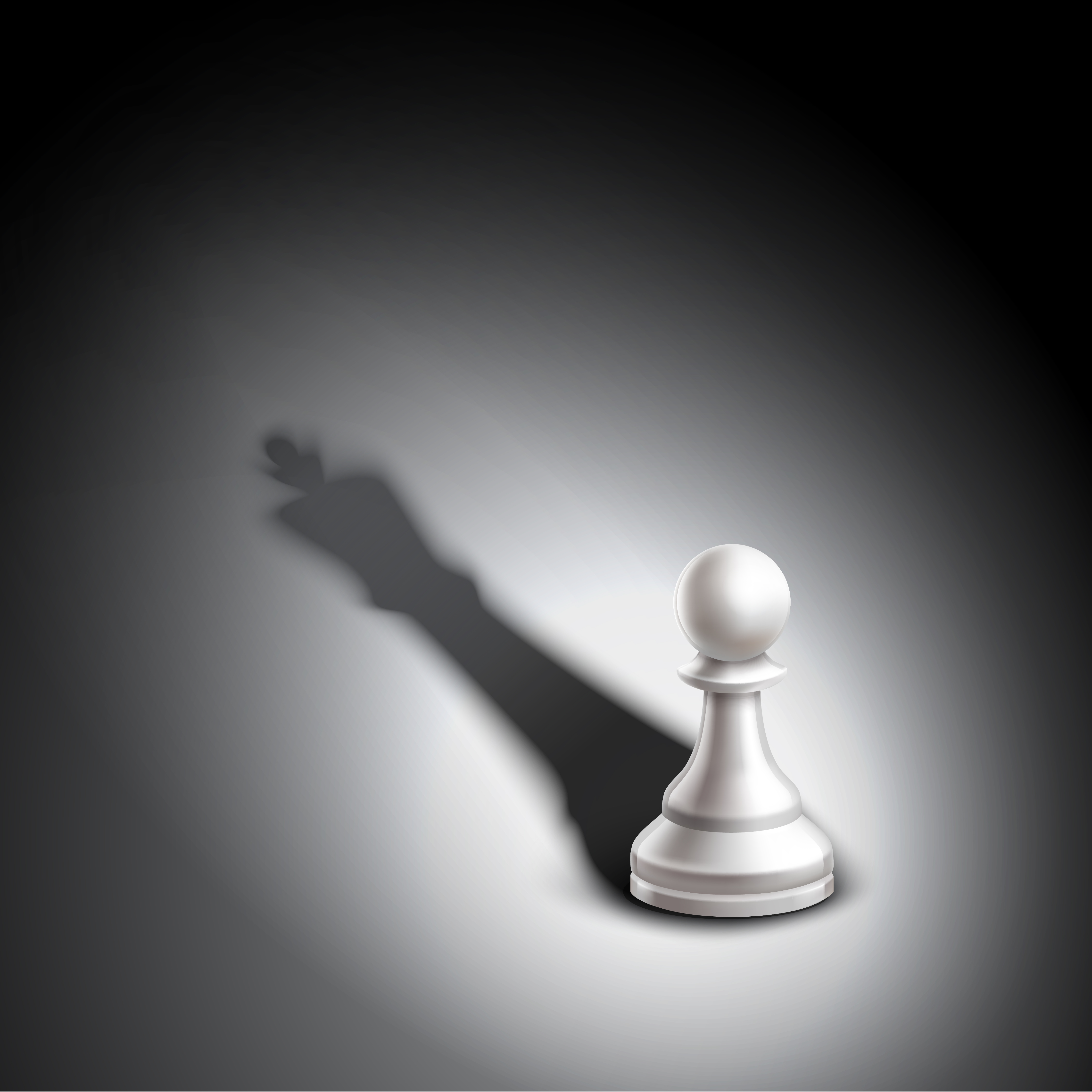 Peão do xadrez lançando a sombra da peça do rei, Vetor Premium em 2023