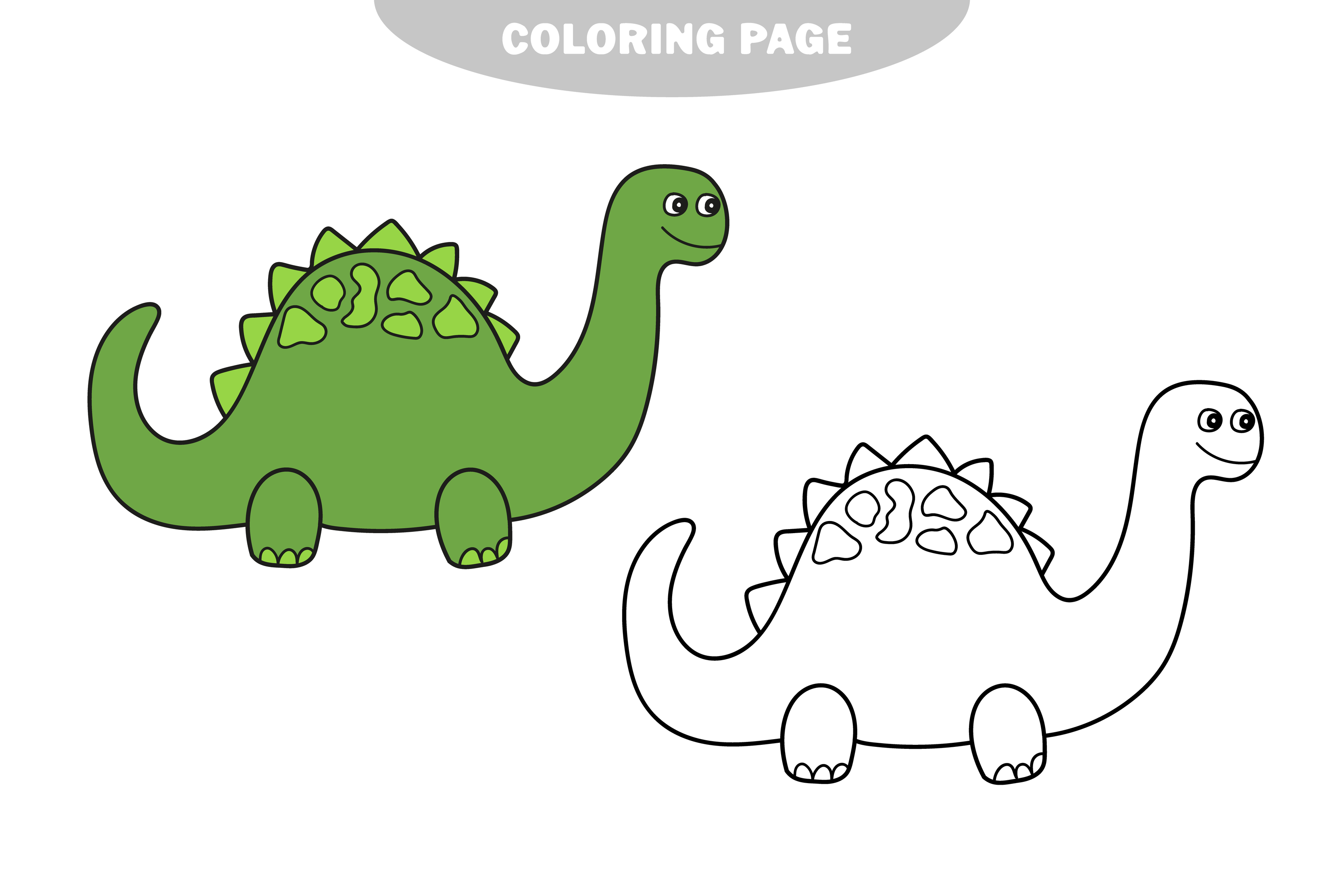 página para colorir simples. dinossauro engraçado, jogo educativo para  crianças em idade pré-escolar 4597870 Vetor no Vecteezy