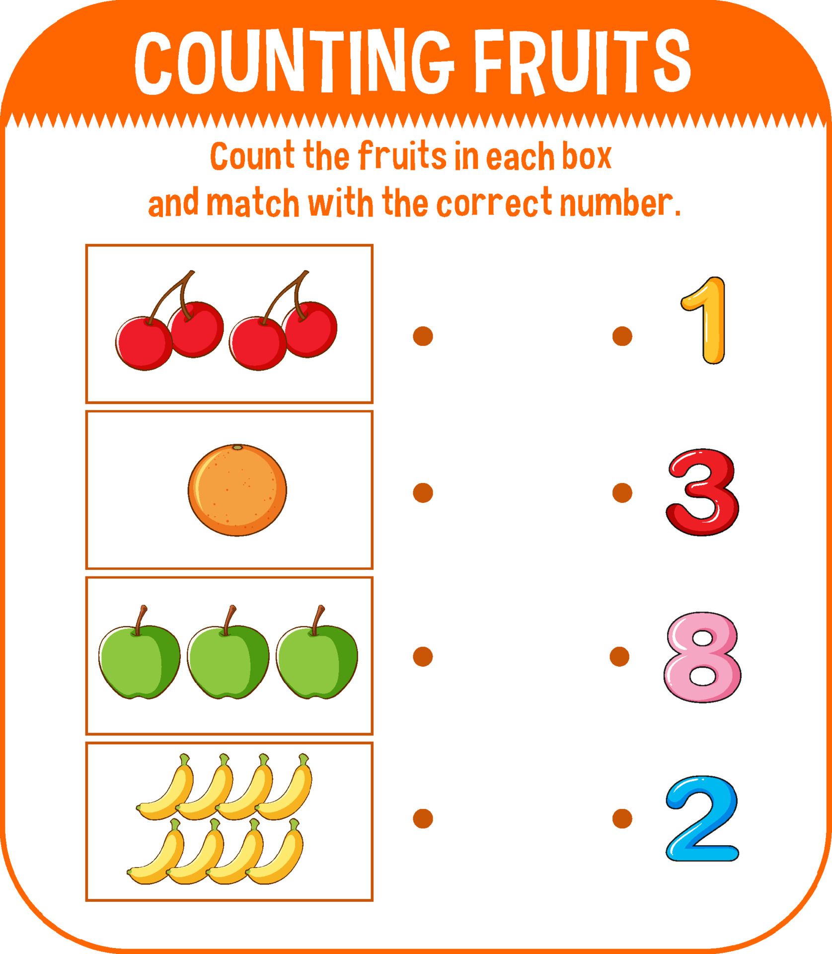 modelo de jogo de matemática com contagem de frutas 4646350 Vetor no  Vecteezy