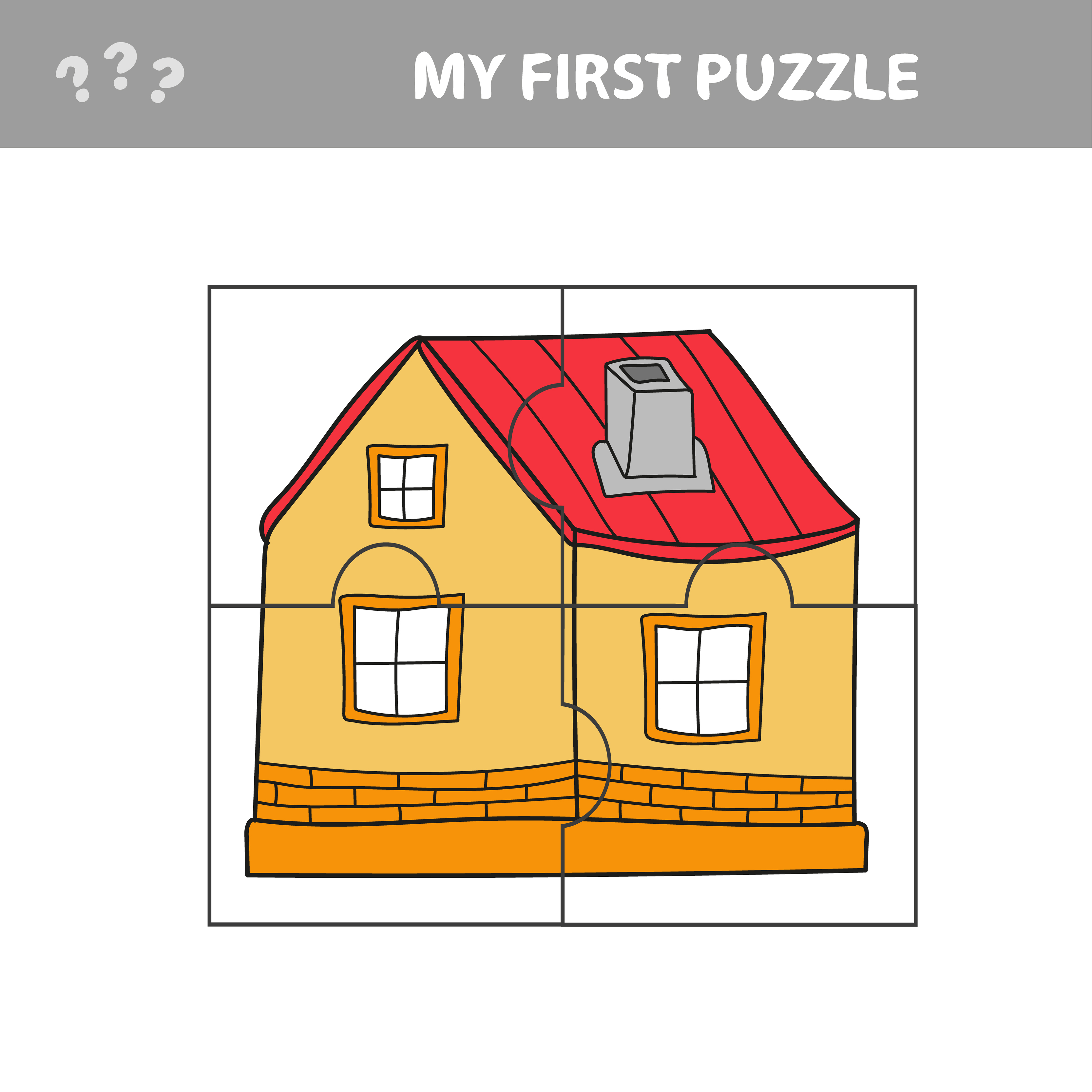jogo de papel de educação para crianças, casa. meu primeiro quebra-cabeça -  jogo para crianças 4651349 Vetor no Vecteezy