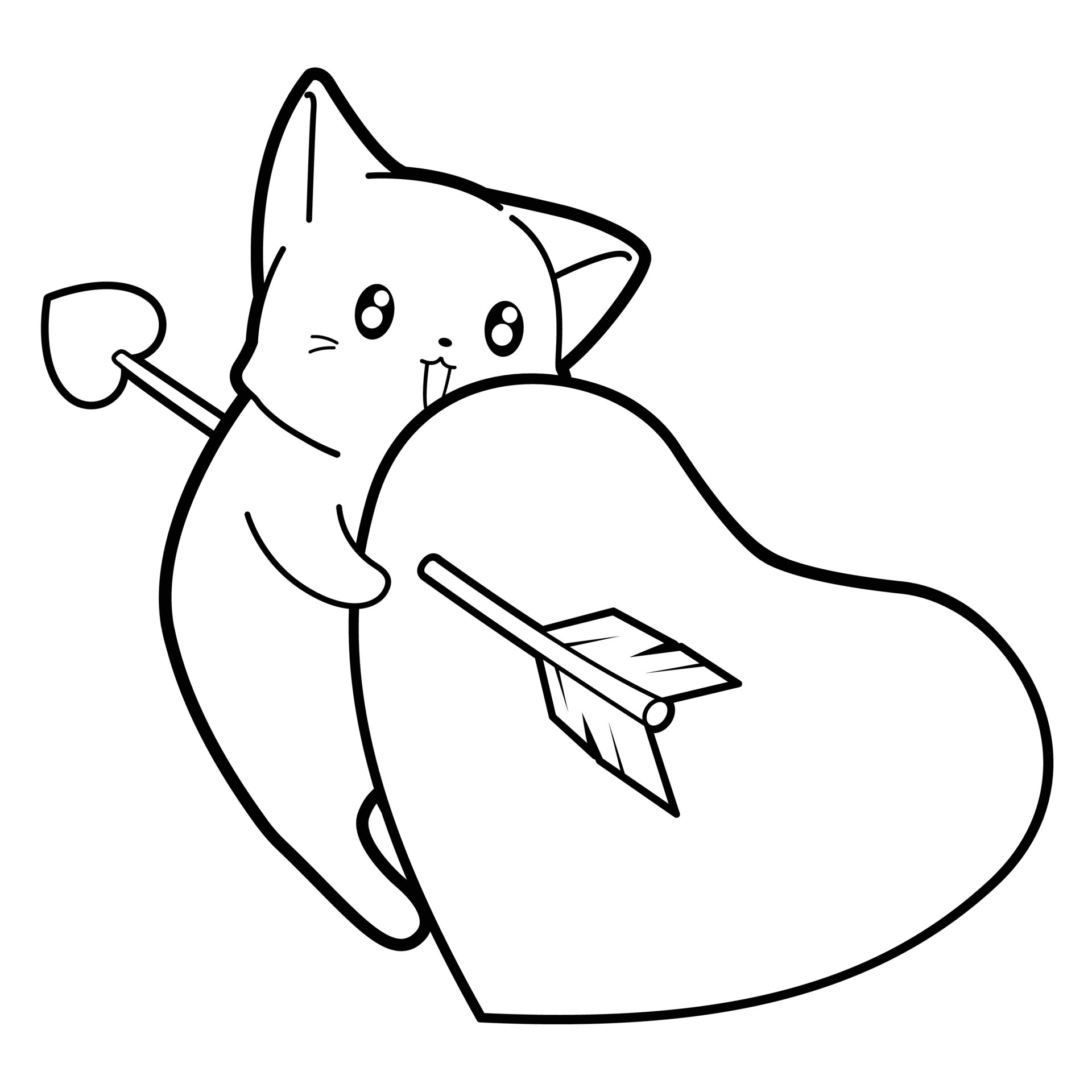 Fofo gato preto e branco gatinho desenho animado doodle padrão 2423340  Vetor no Vecteezy