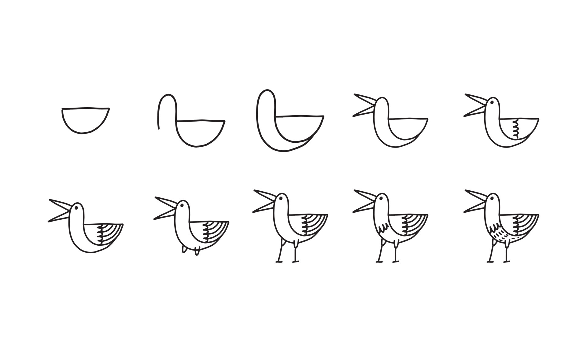 como desenhar um pássaro bonito passo a passo. coleção de personagens de  desenhos animados de animais