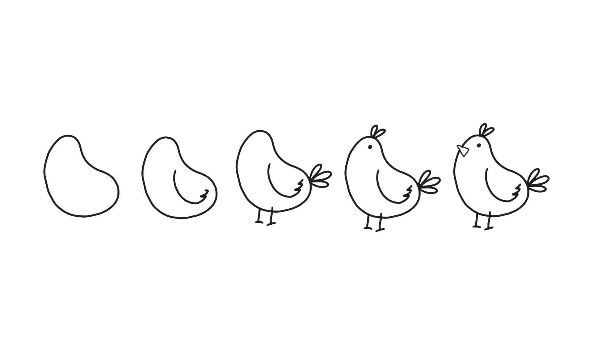 como desenhar um pássaro bonito passo a passo. coleção de personagens de  desenhos animados de animais de estimação para crianças. ilustração de  desenho de animal engraçado fácil para a criatividade das crianças.