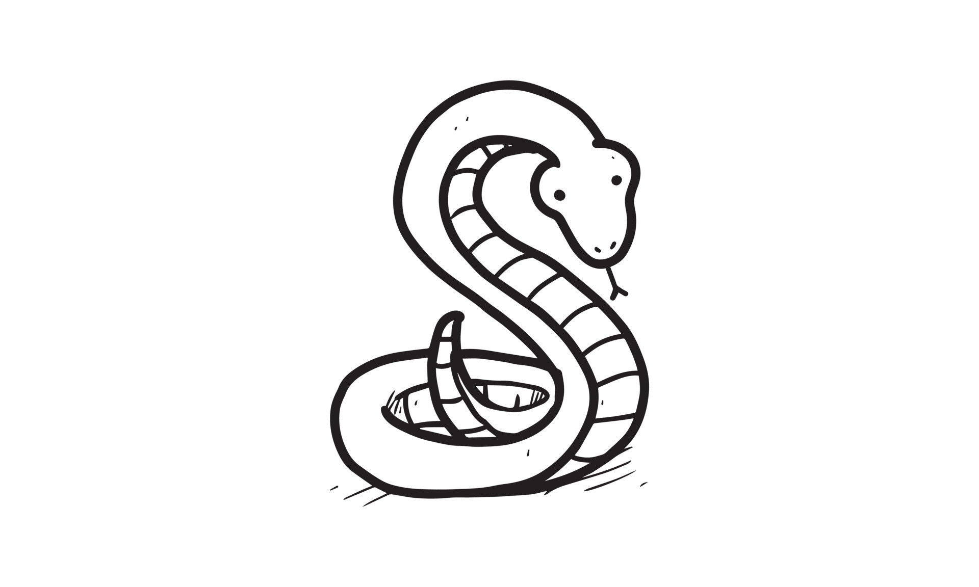 Vetor de ilustração de página para colorir de desenho de cobra cobra fofa  para livro de colorir para crianças