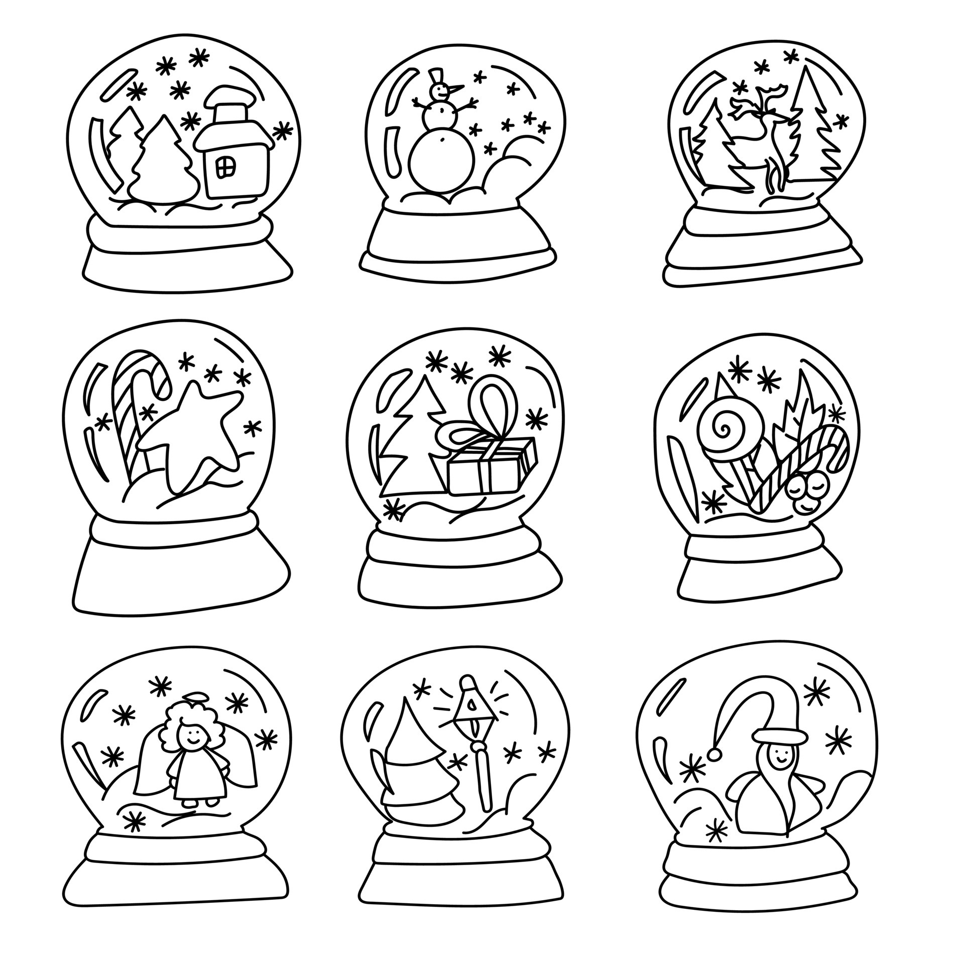 conjunto de bolas de natal de vidro com decoração festiva, página para  colorir com tema de inverno 4699689 Vetor no Vecteezy