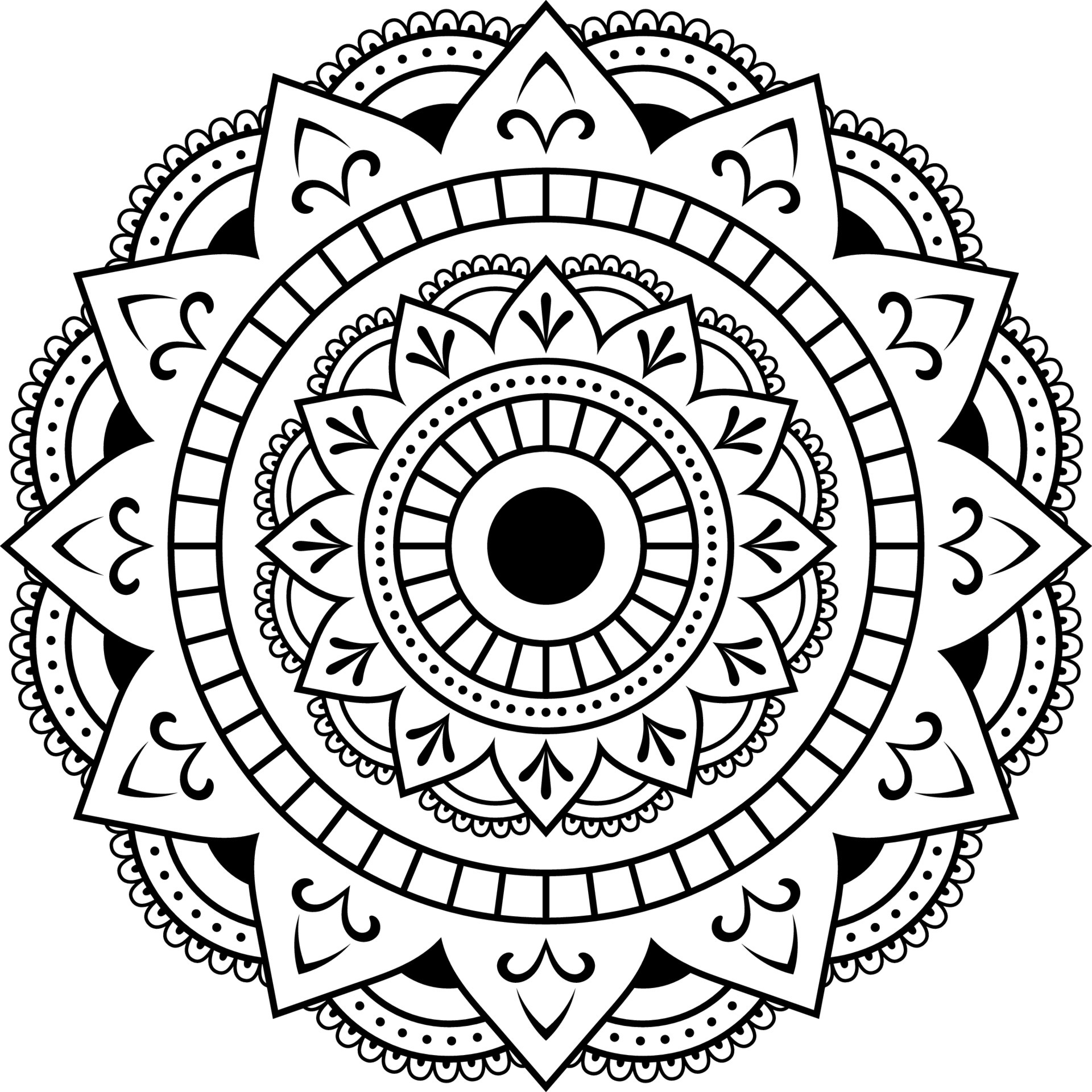 Desenhos para colorir para adultos e crianças mais velhas. pintura, flor  mandala. Islâmico, árabe, indiano. Preto e branco. Padrão vintage ornamento  decorativo artesanal. Elemento de design vetorial real imagem vetorial de  nastusha2407.mail.ru©