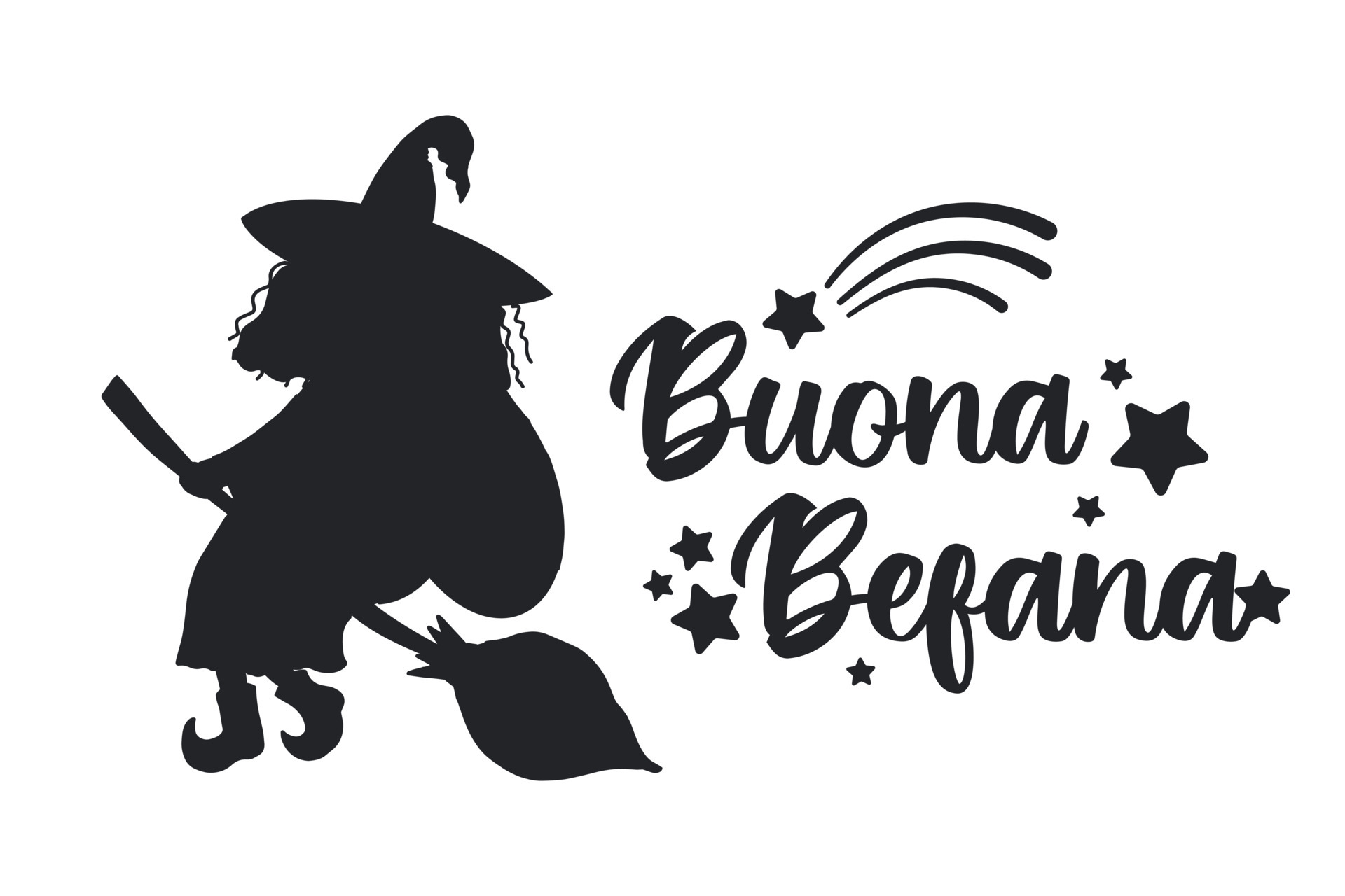 Buona befana significa feliz epifania natal tradição na itália chapéu de  bruxa e modelo de acessórios de natal para o seu design. ilustração  vetorial