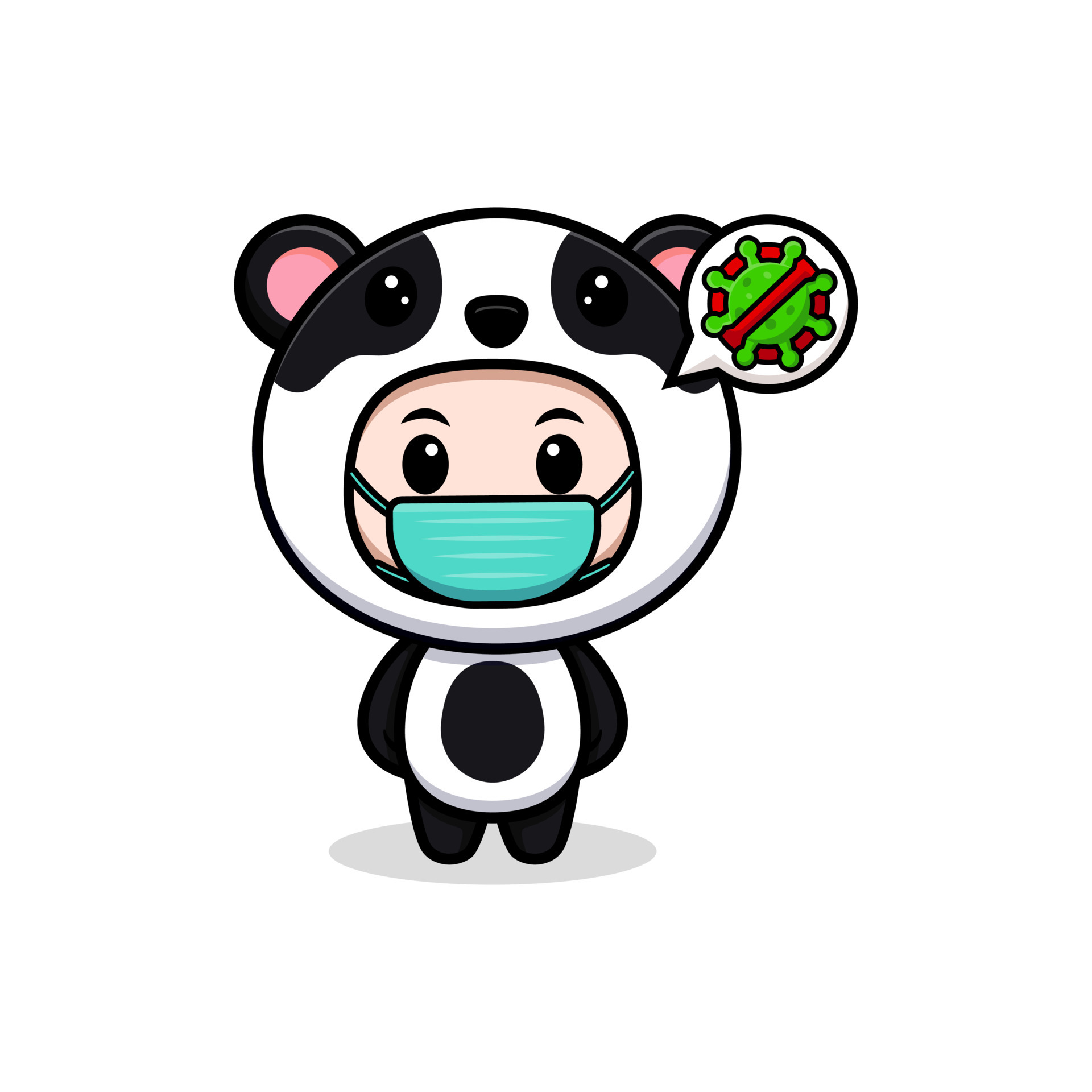 menino bonito vestindo fantasia de panda. ilustração de desenho